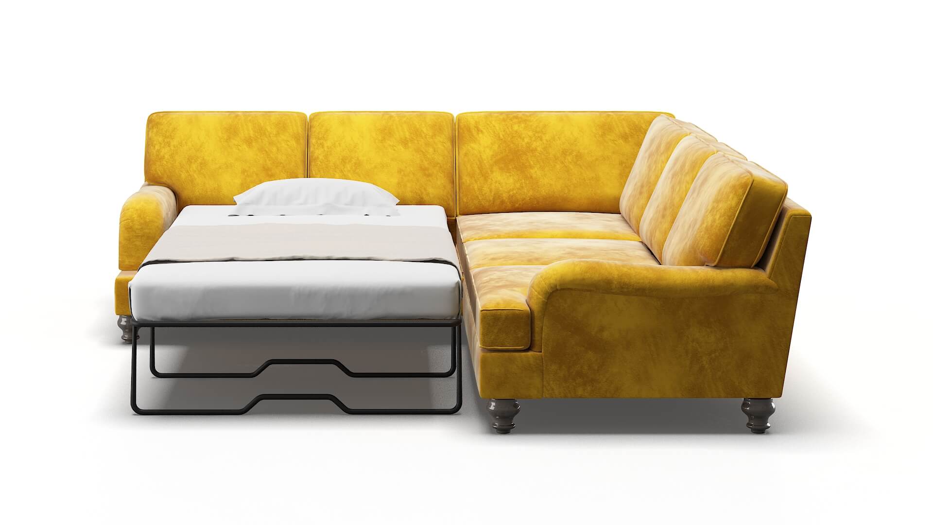 Hamilton Royale Marigold Sectional Sleeper Espresso legs 1