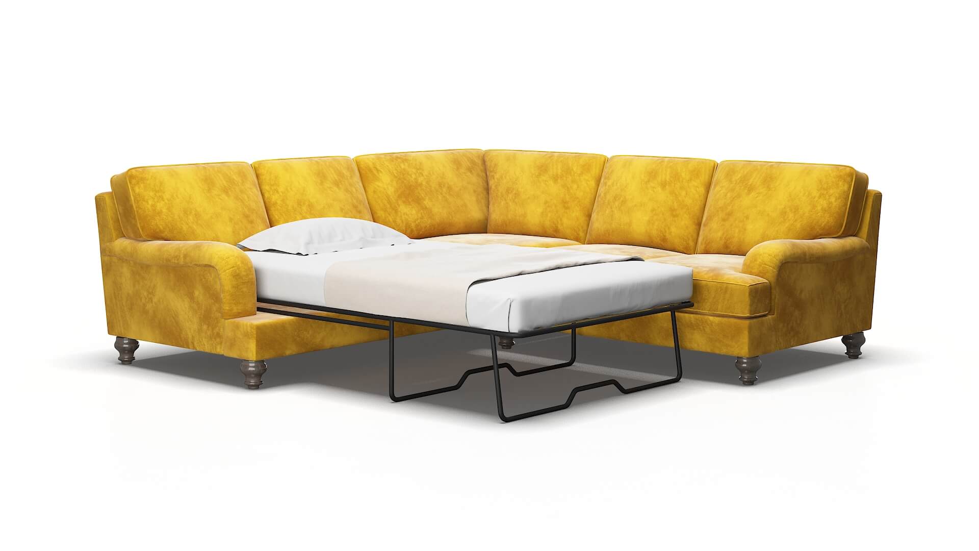 Hamilton Royale marigold Sectional sleeper Espresso Legs  2