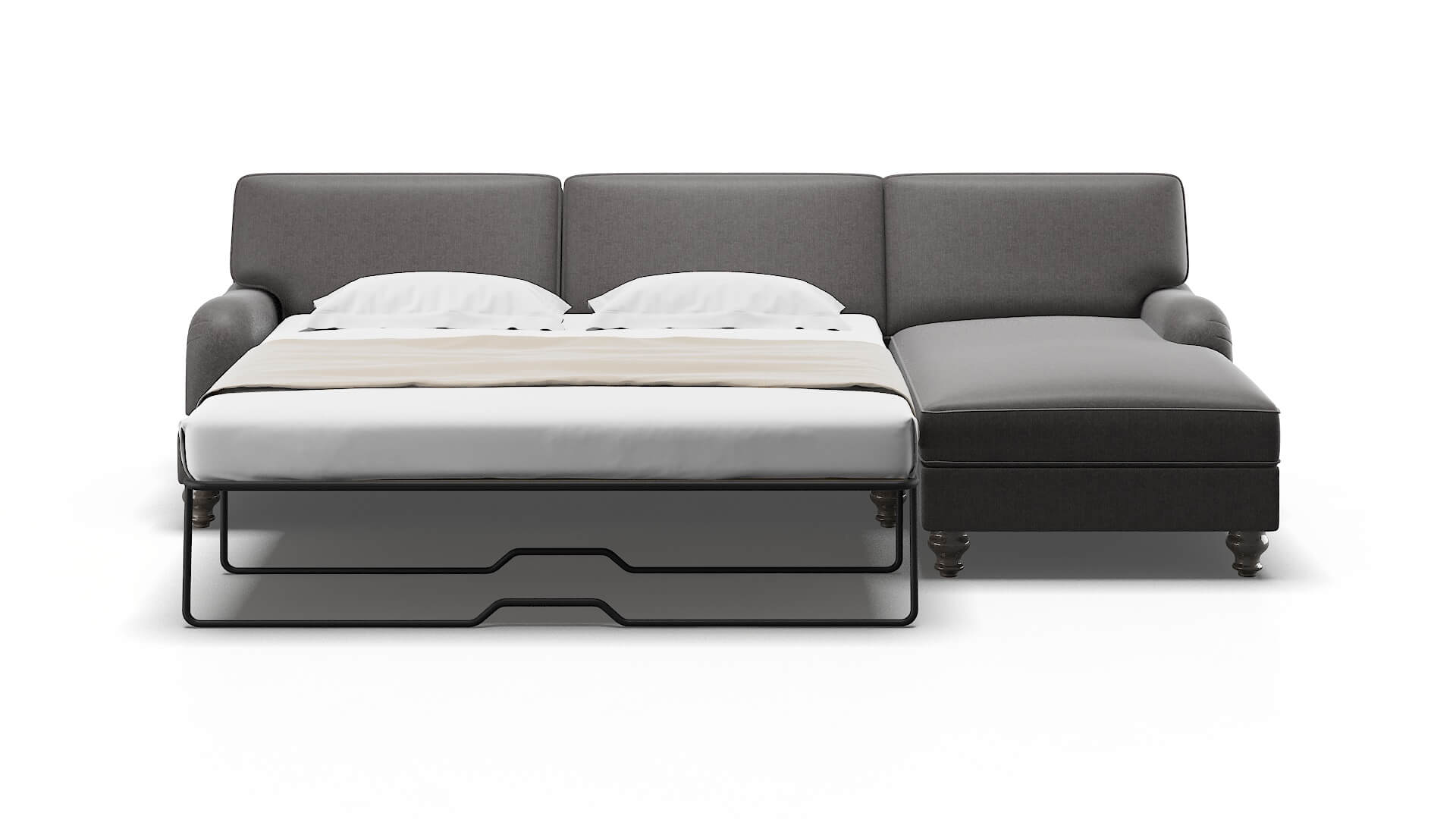 Hamilton Sasha Grey Panel Sleeper Espresso legs 1