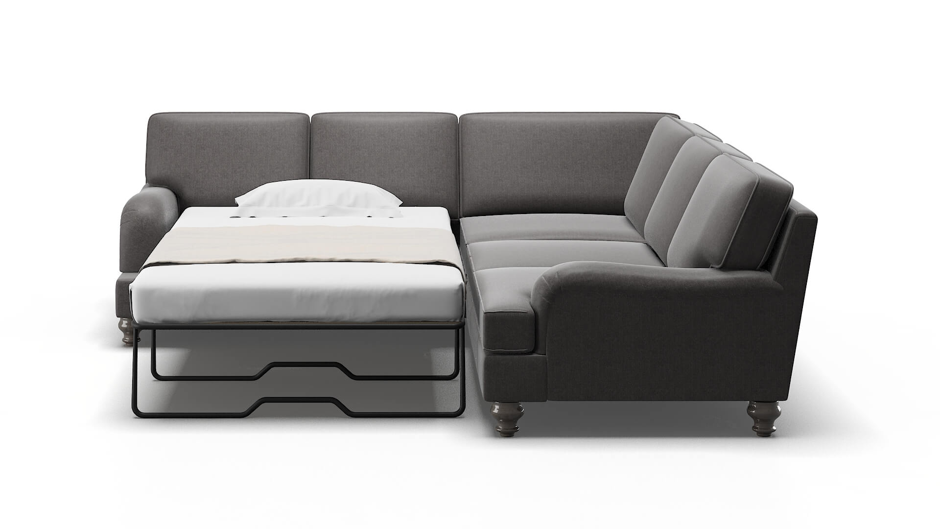 Hamilton Sasha Grey Sectional Sleeper Espresso legs 1