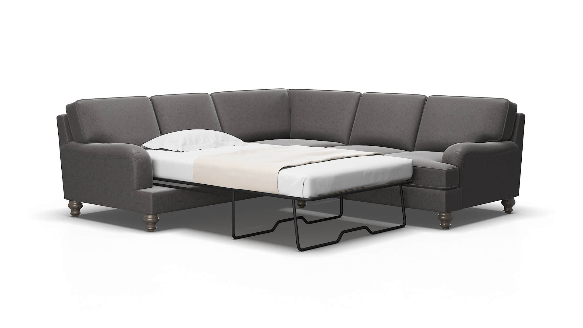 Hamilton Sasha grey Sectional sleeper Espresso Legs  2