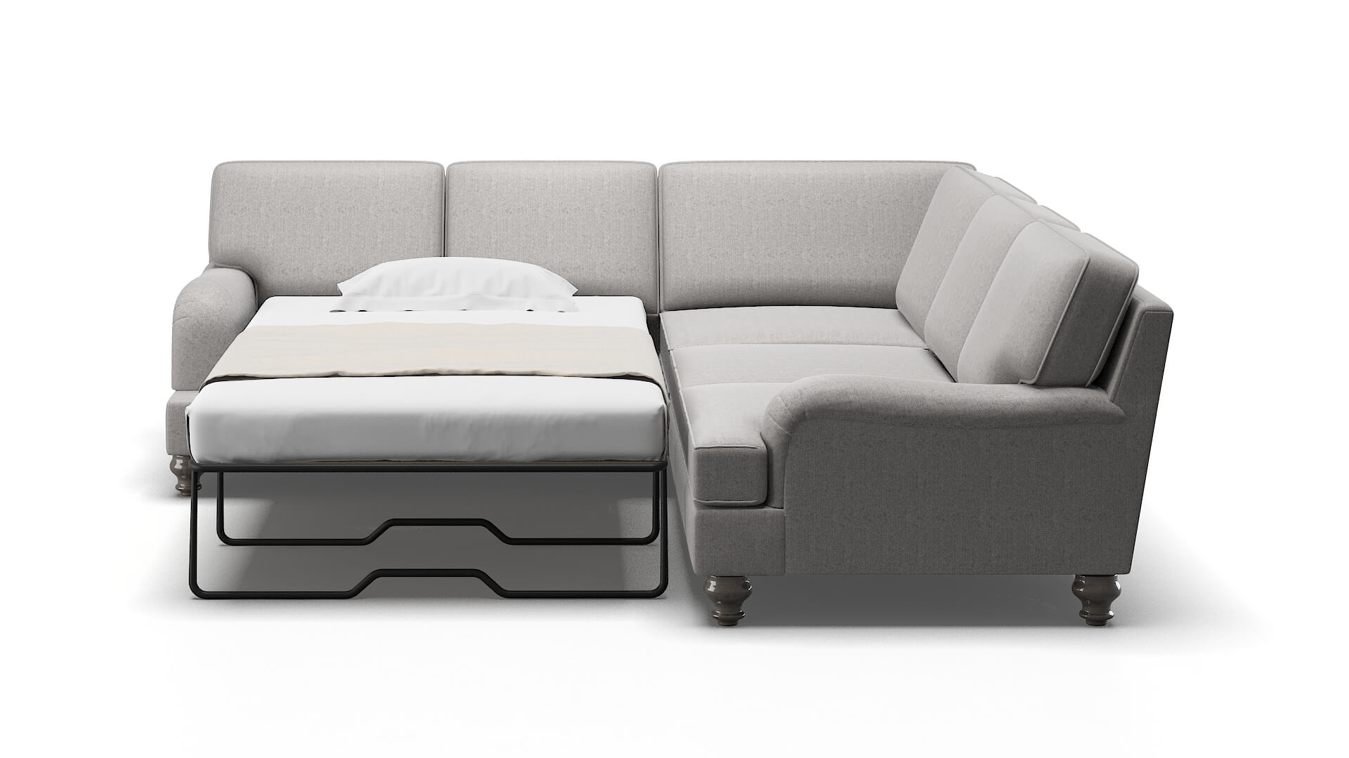 Hamilton Sasha Silver Sectional Sleeper Espresso legs 1