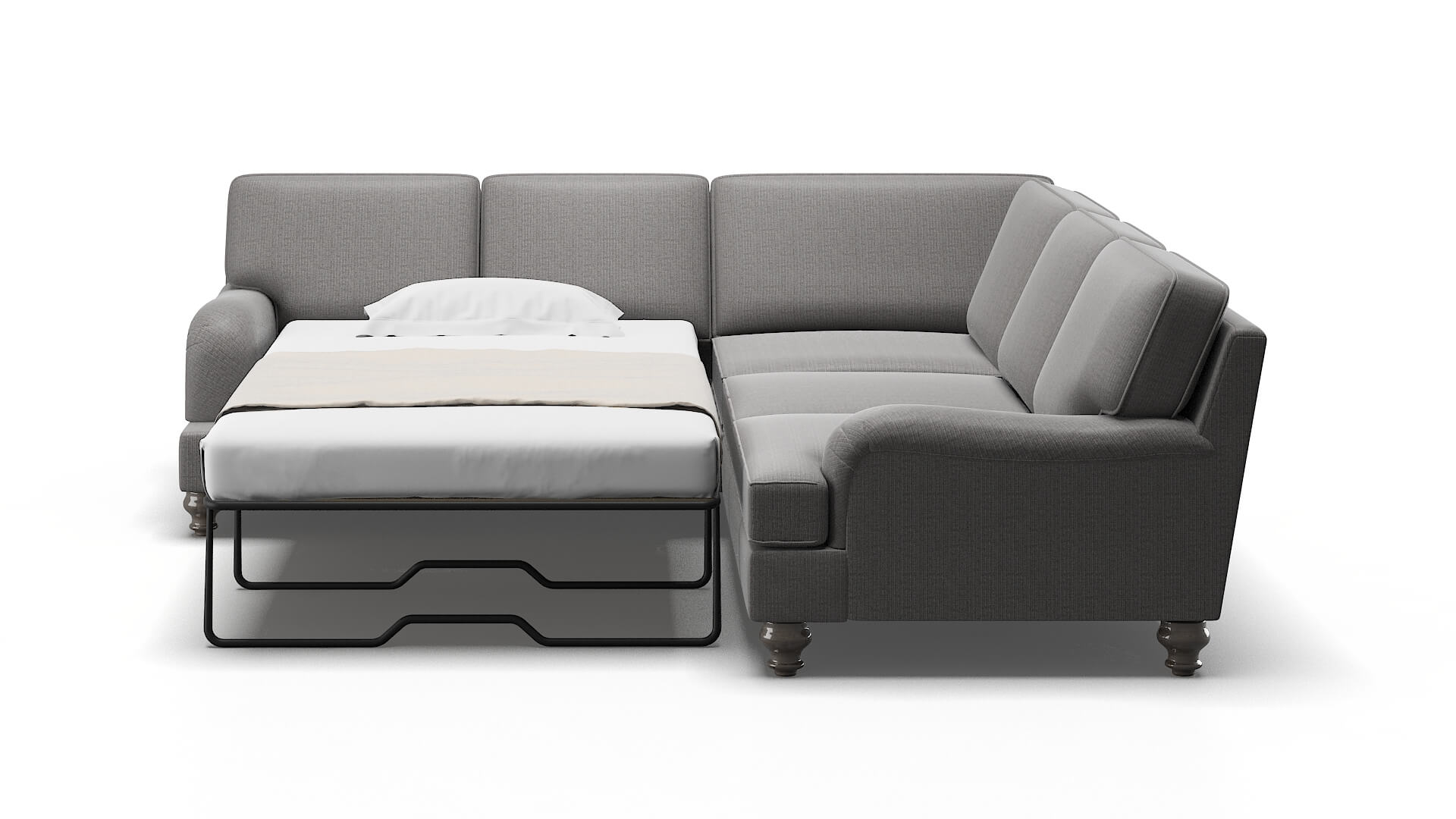 Hamilton Terrain Oatmeal Sectional Sleeper Espresso legs 1