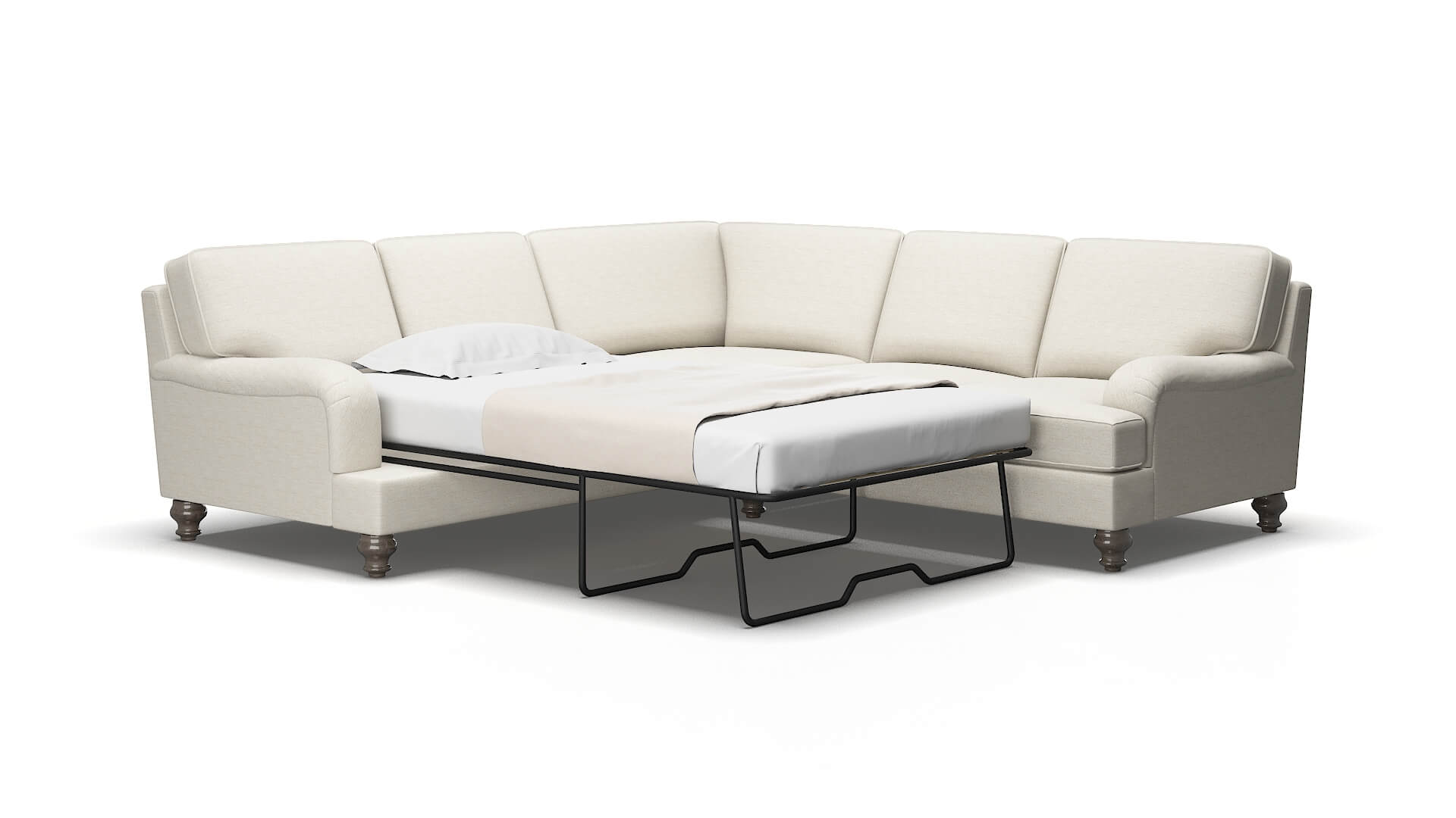 Hamilton Venus cream Sectional sleeper Espresso Legs  2