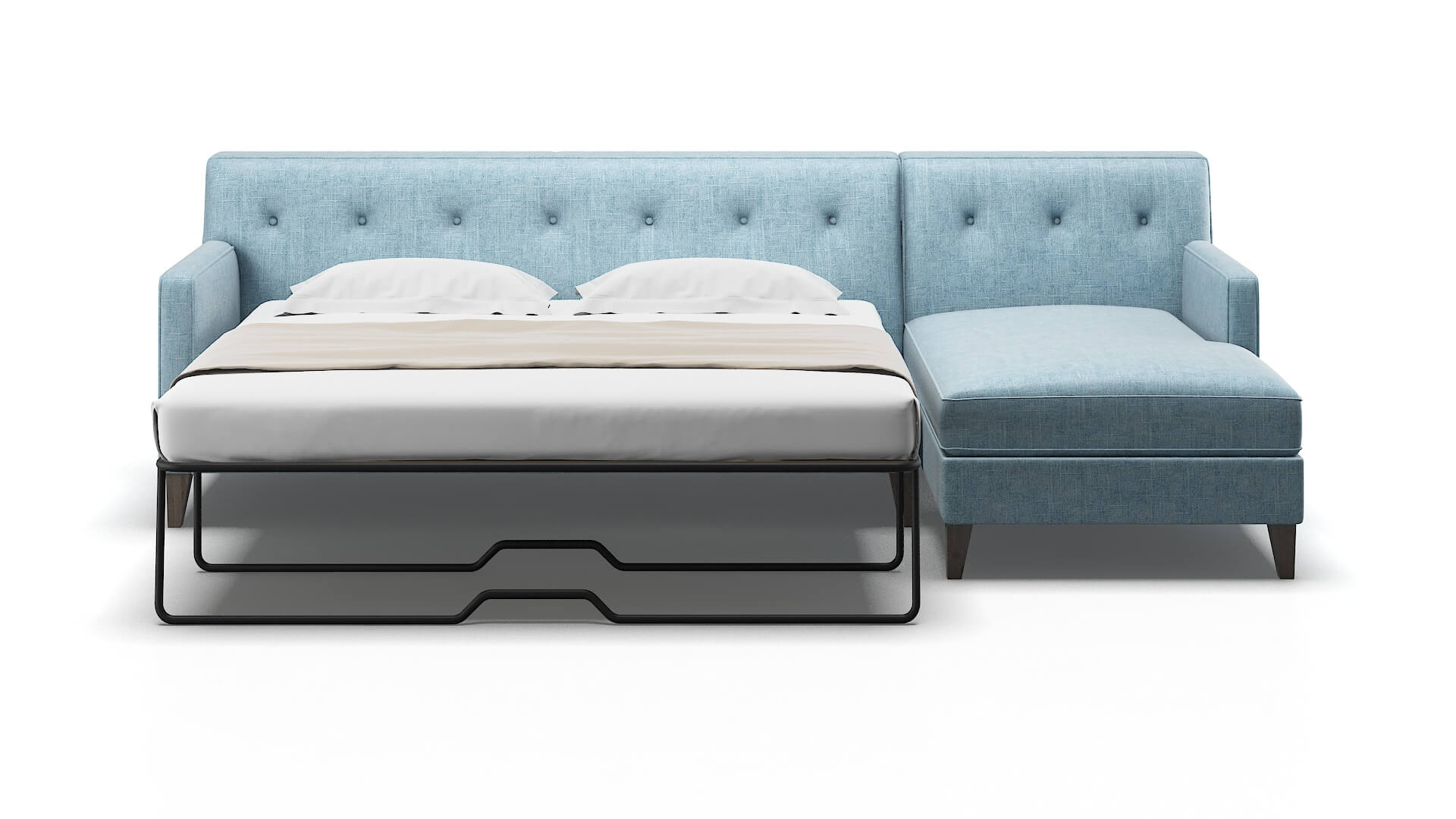 Harper Atlas Turquoise Panel Sleeper Espresso legs 1