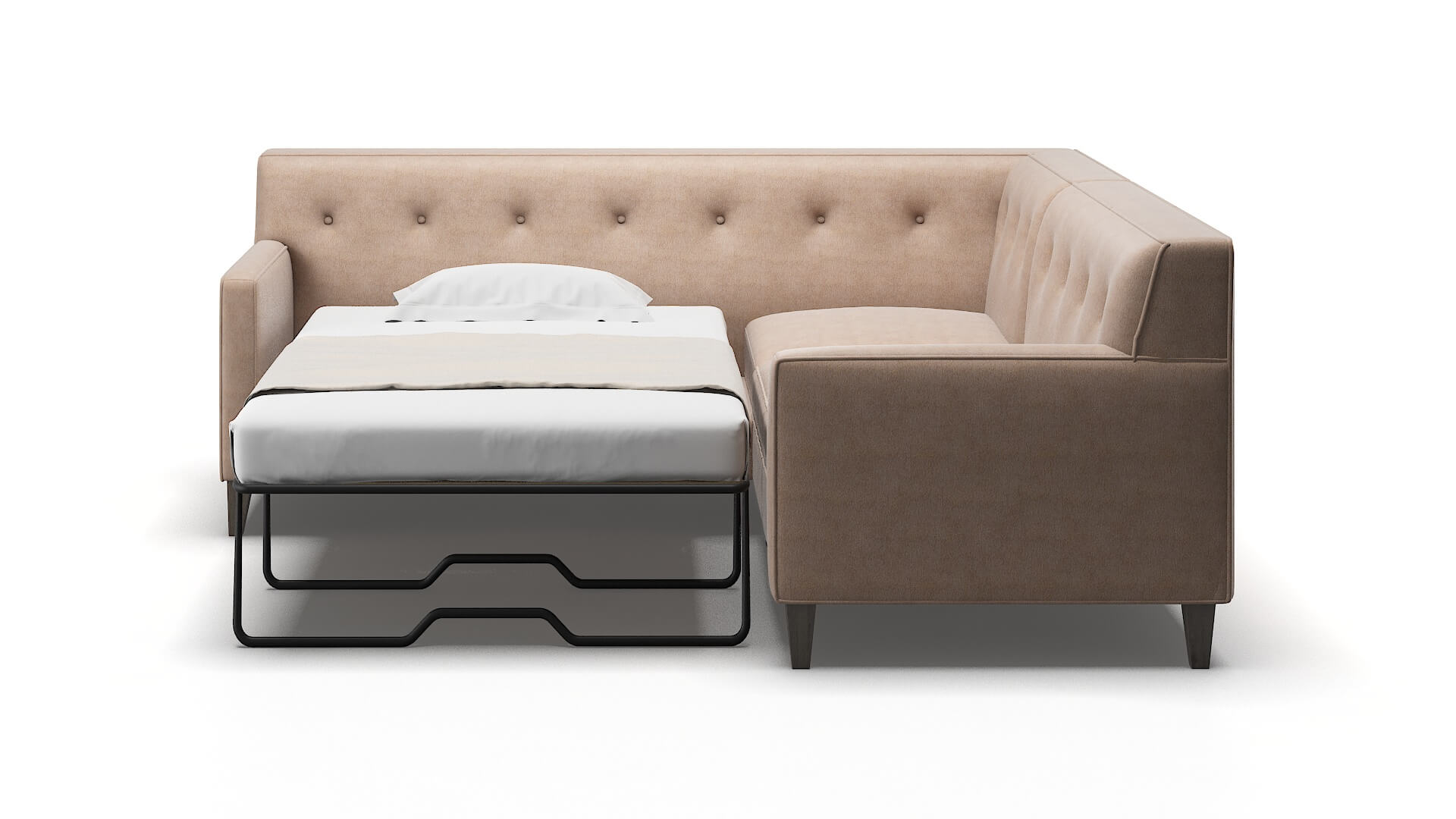 Harper Bella Pewter Sectional Sleeper Espresso legs 1