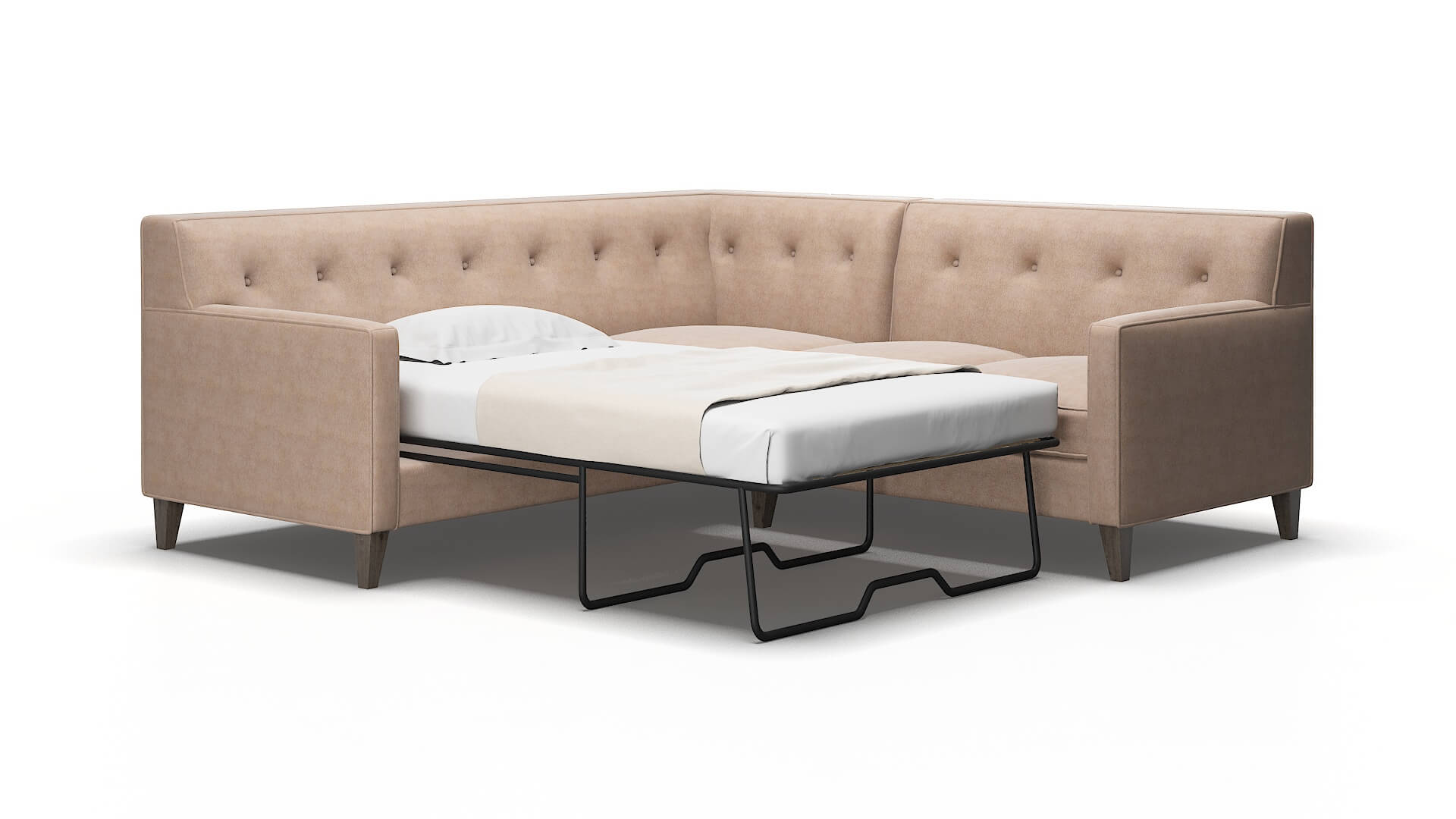 Harper Bella Pewter Sectional Sleeper Espresso legs 2