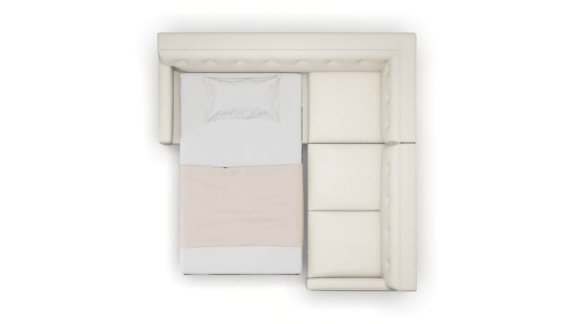 Harper Bungalow Ivory Sectional Sleeper Espresso legs 3