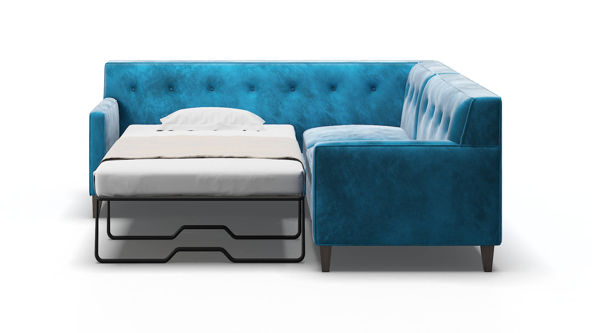 Harper Buzz Teal Sectional Sleeper Espresso legs 1
