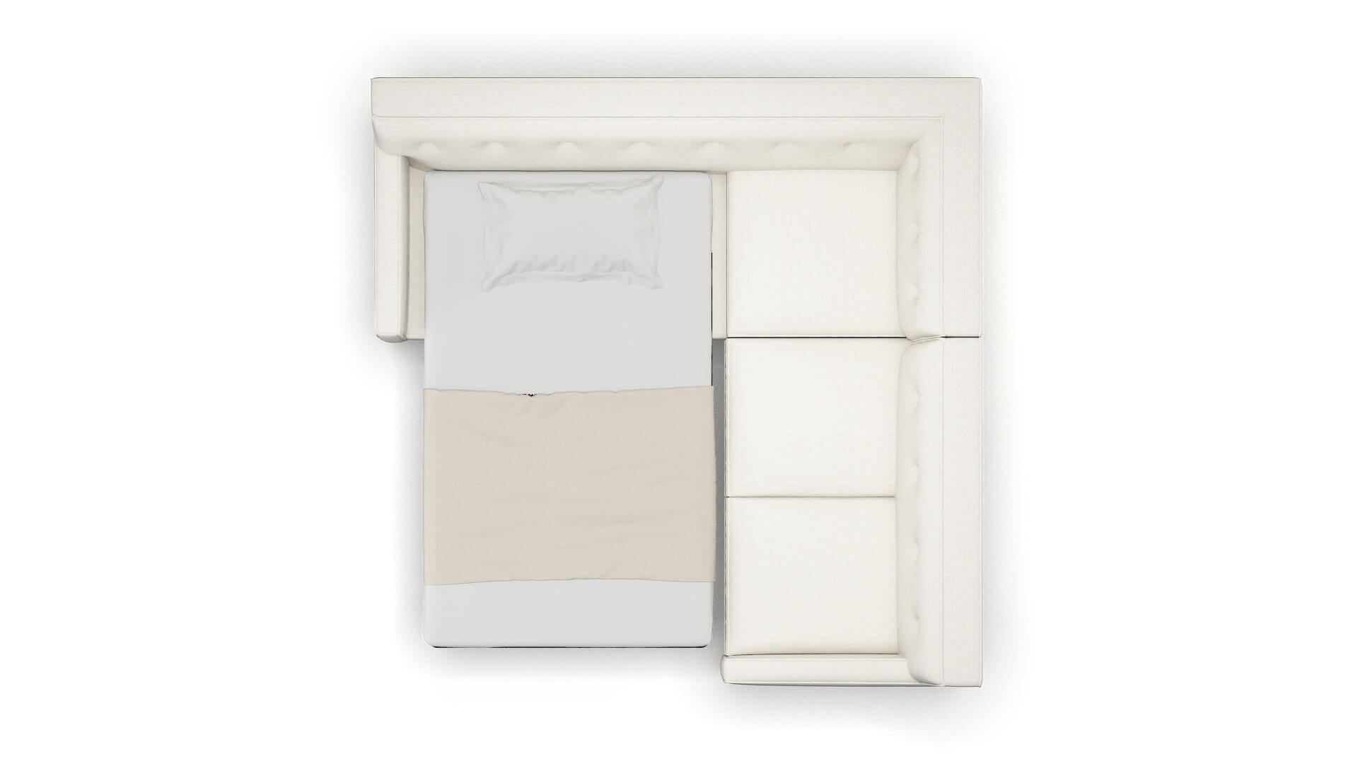 Harper Catalina Ivory Sectional Sleeper Espresso legs 3