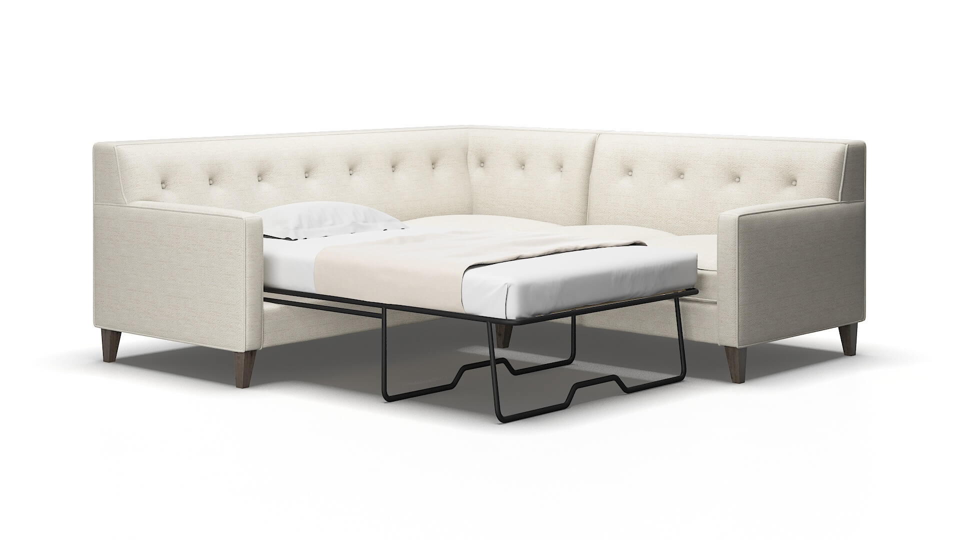 Harper Catalina Linen Sectional Sleeper Espresso Legs 2