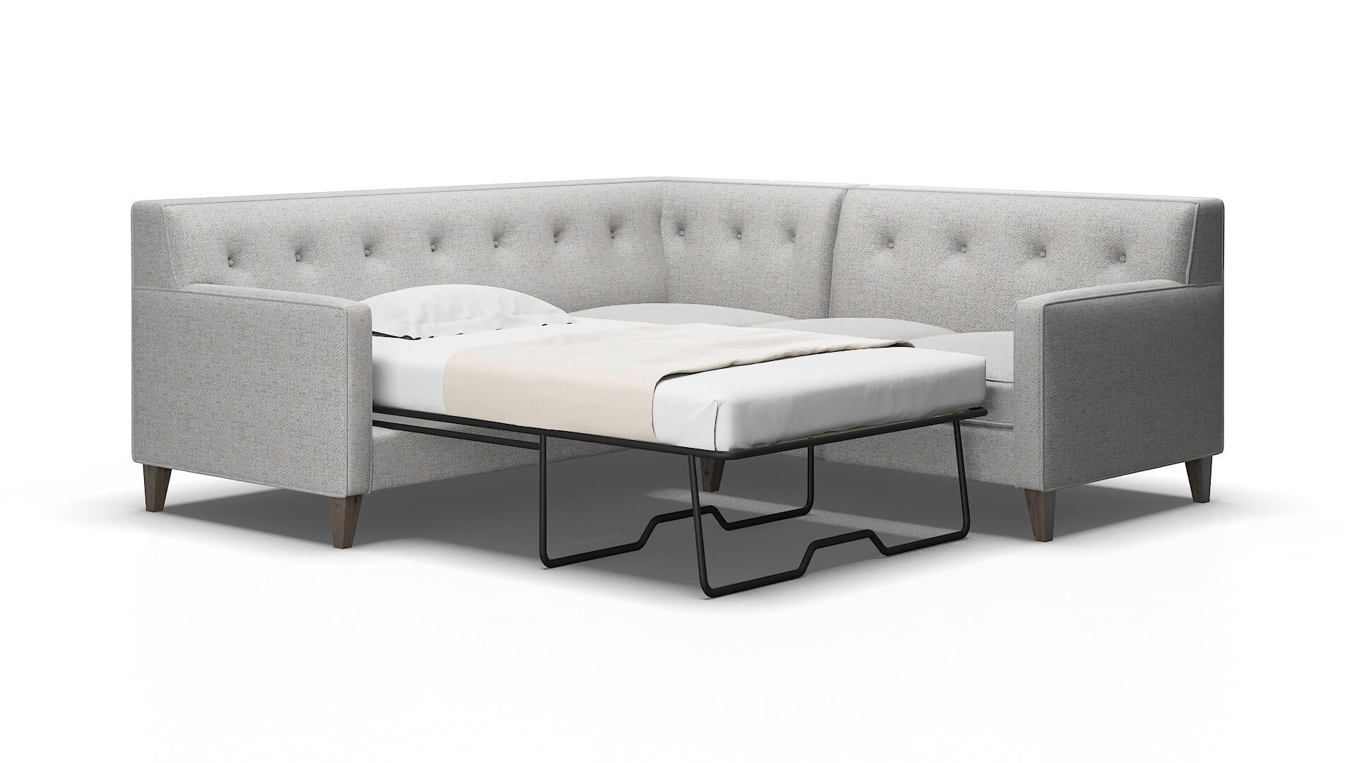 Harper Catalina Silver Sectional Sleeper Espresso Legs 2