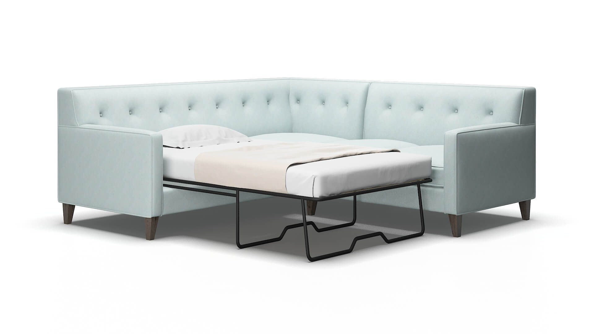 Harper Clyde cornflower Sectional sleeper Espresso Legs  2