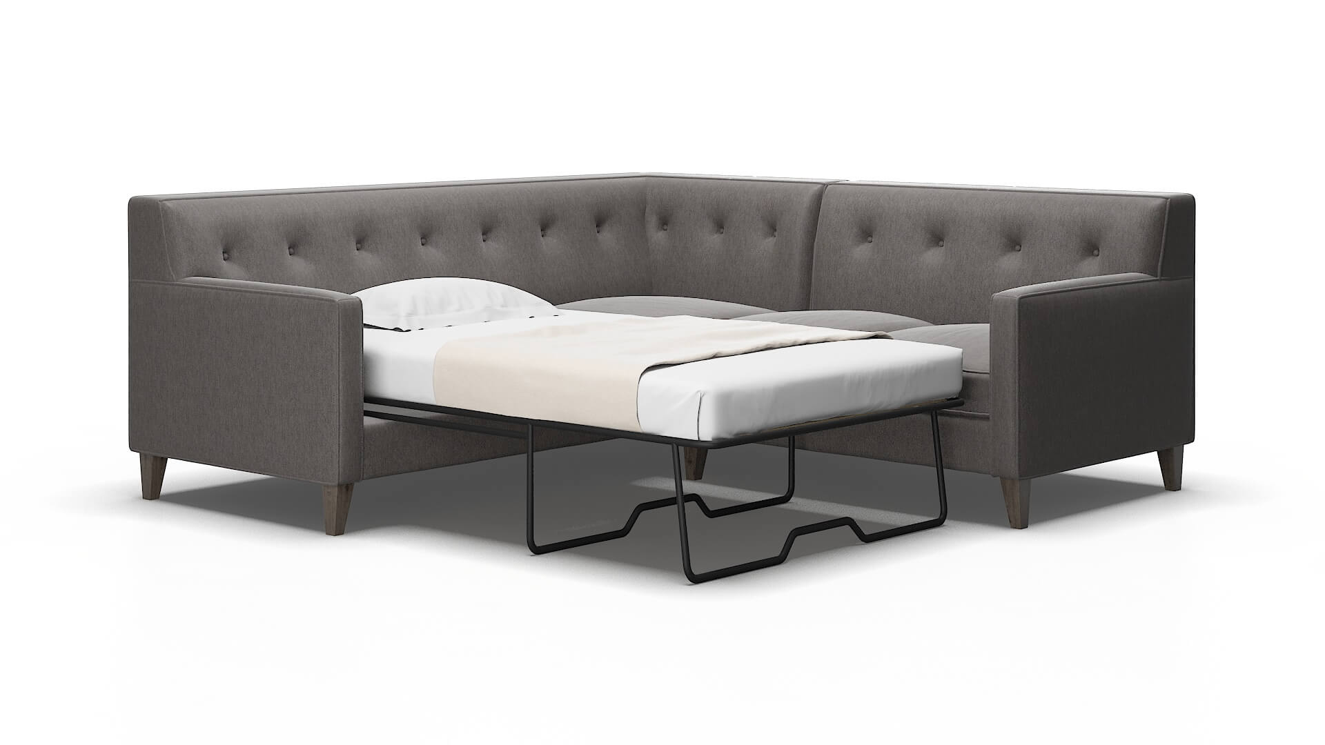 Harper Cosmo Charcoal Sectional Sleeper Espresso legs 2