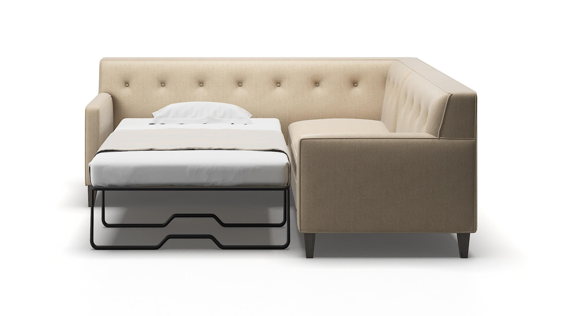 Harper Cosmo Fawn Sectional Sleeper Espresso legs 1