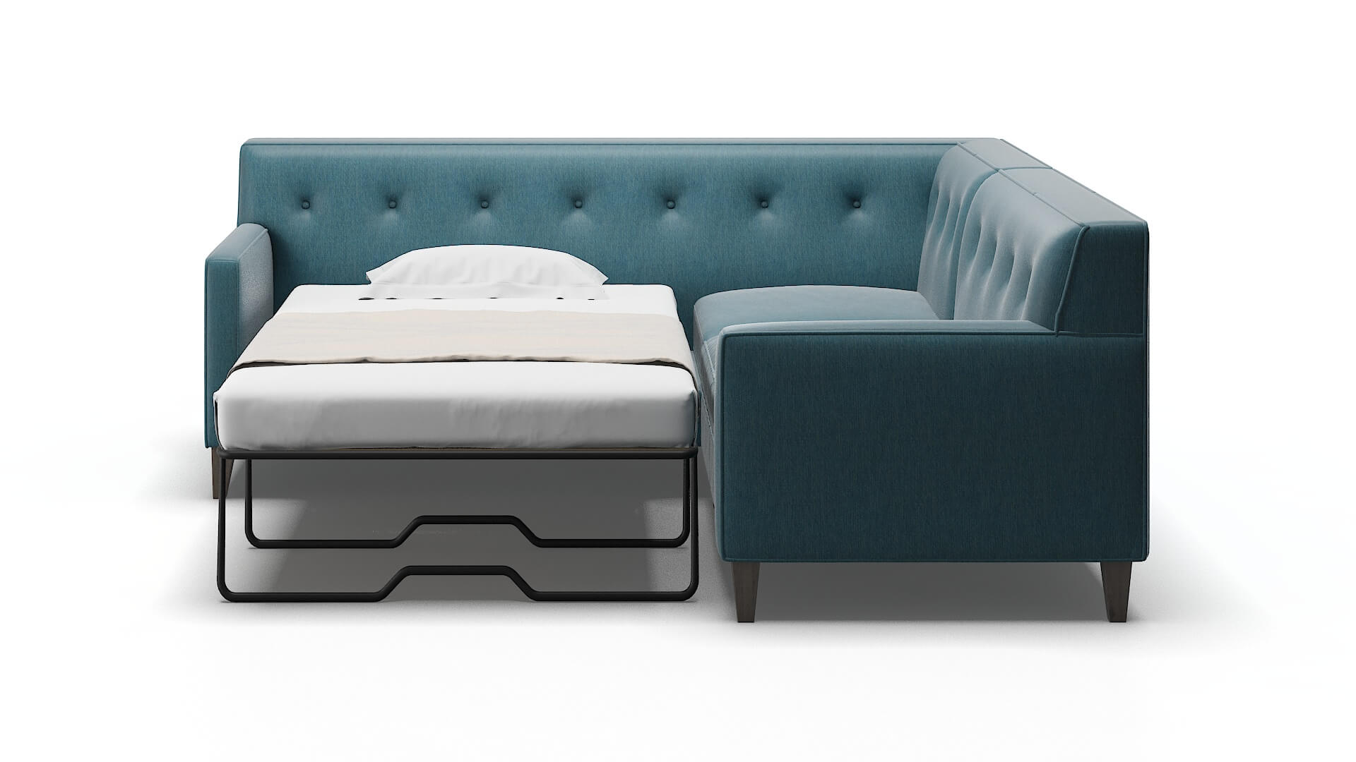 Harper Cosmo Teal Sectional Sleeper Espresso legs 1
