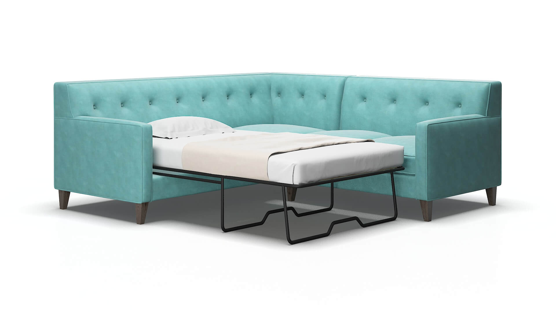 Harper Curious turquoise Sectional sleeper Espresso Legs  2