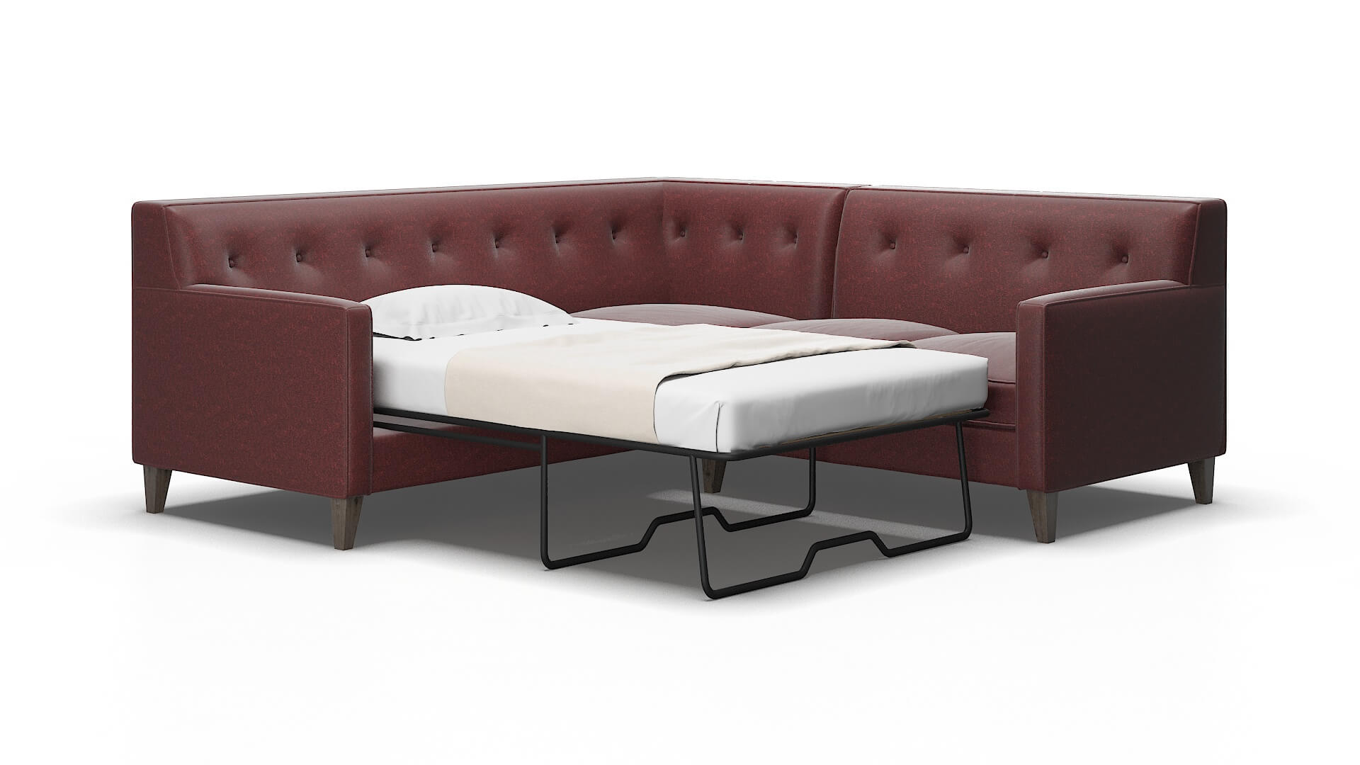 Harper Derby Berry Sectional Sleeper Espresso legs 2