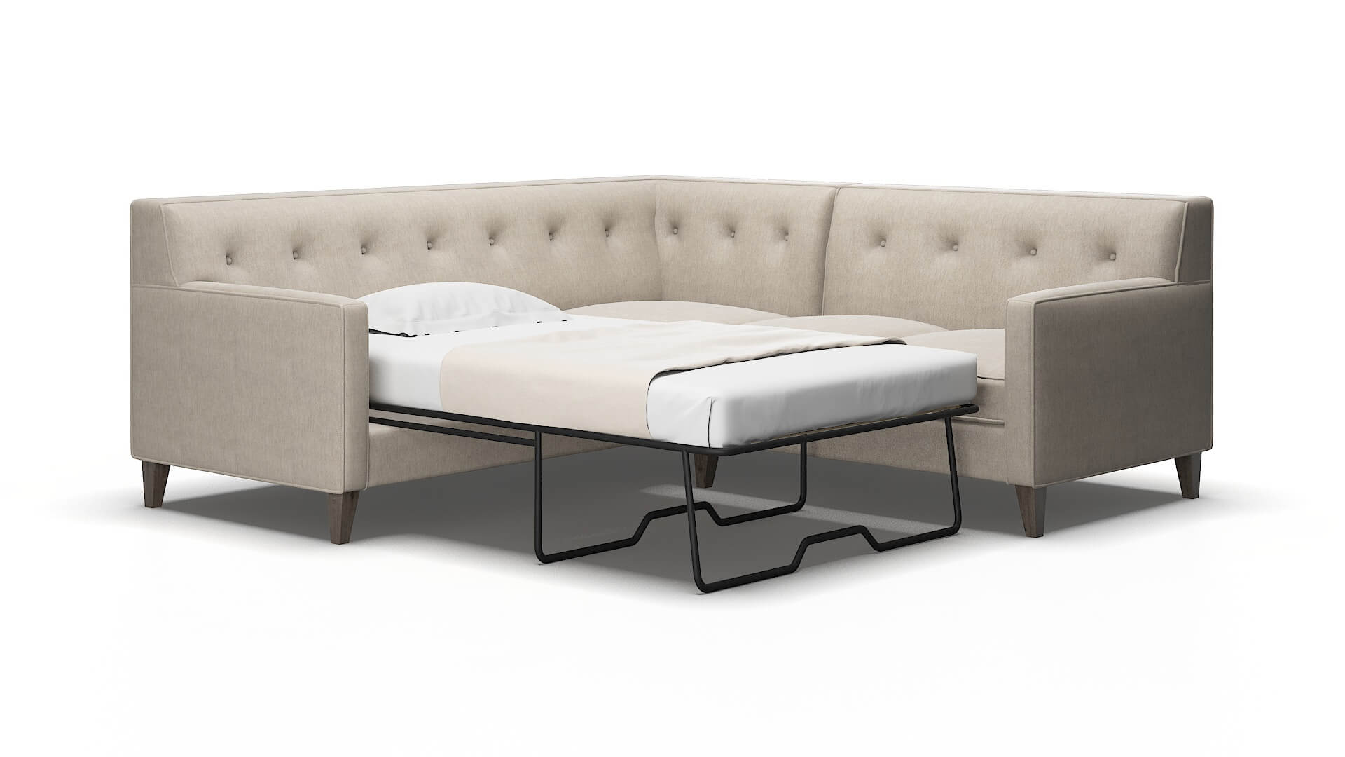 Harper Derby Linen Sectional Sleeper Espresso legs 2