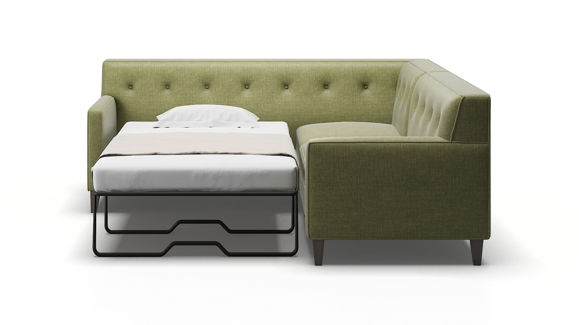 Harper Durham Lime Sectional Sleeper Espresso legs 1