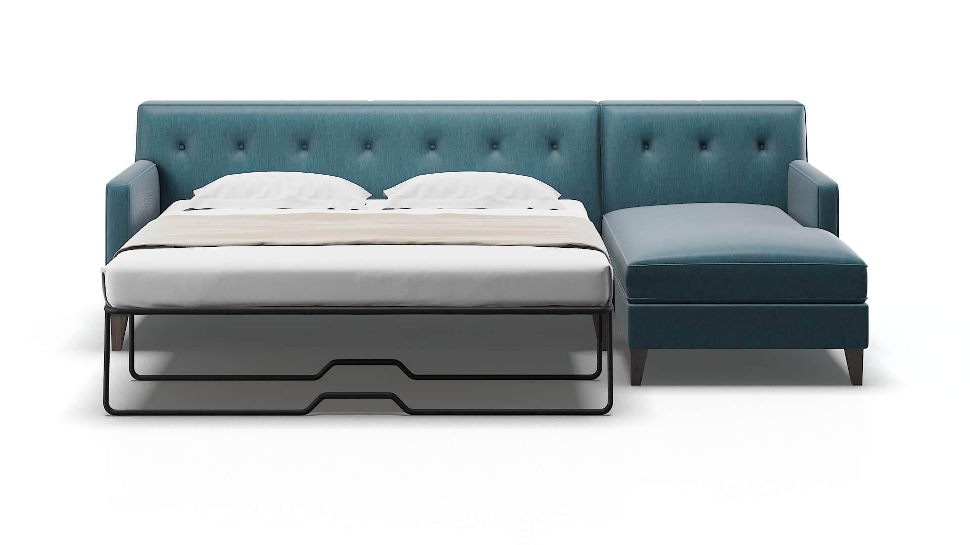 Harper Hepburn Teal Panel Sleeper Espresso legs 1