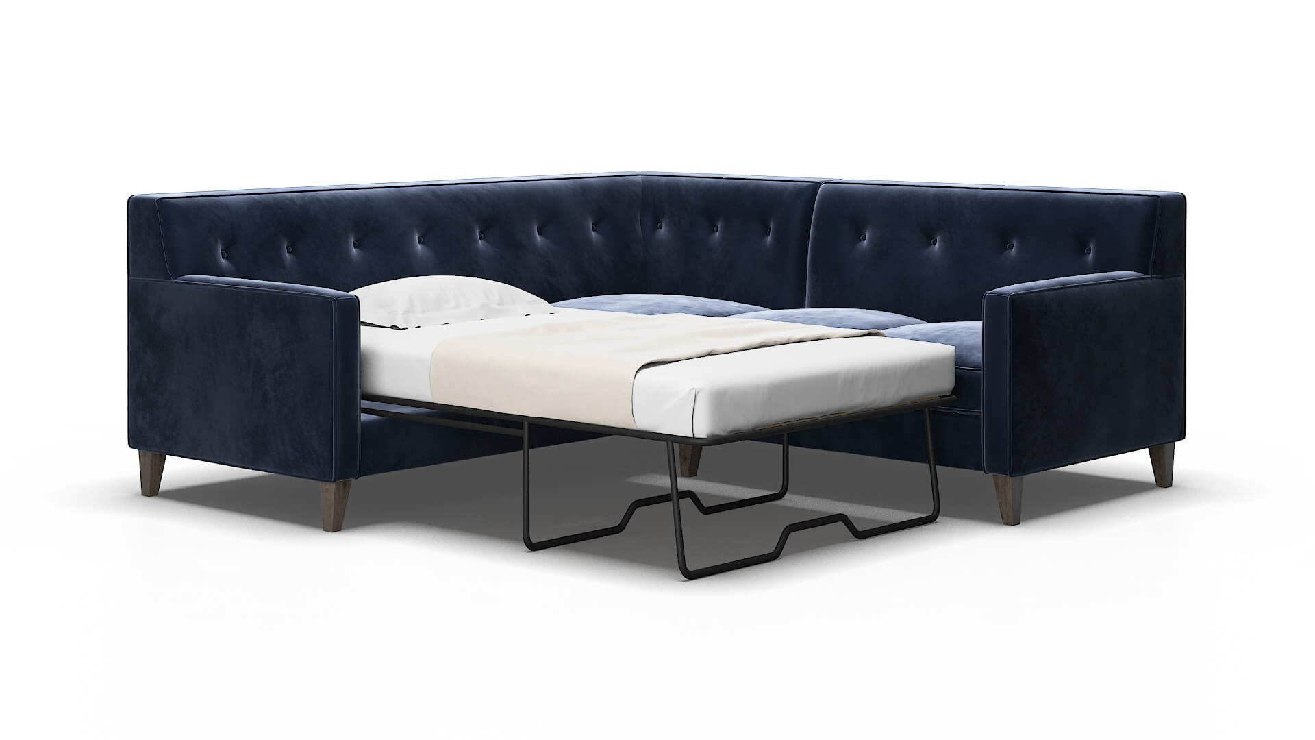 Harper Royale Cobalt Sectional Sleeper Espresso legs 2