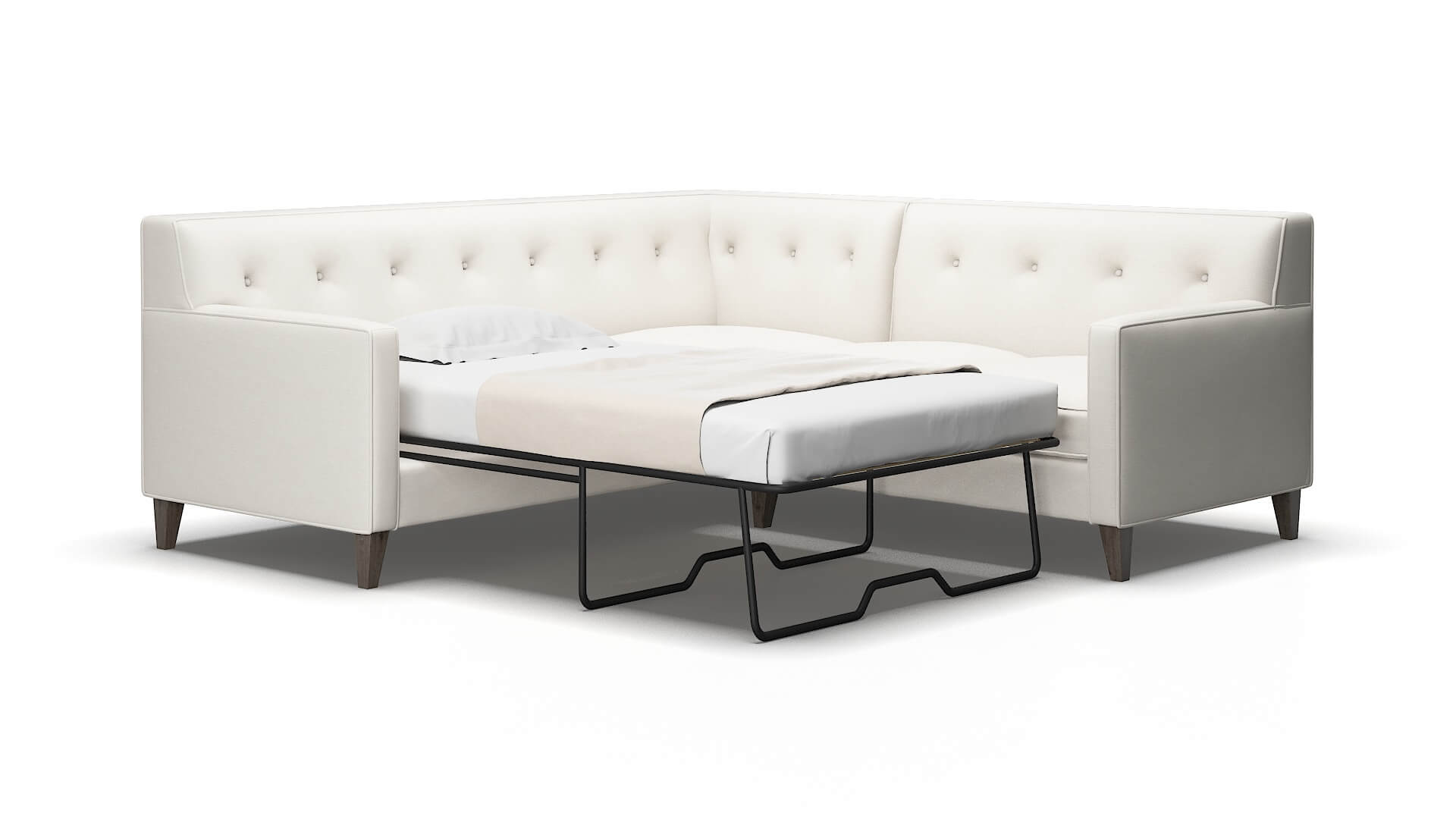 Harper Venice Eggshell Sectional Sleeper Espresso legs 2