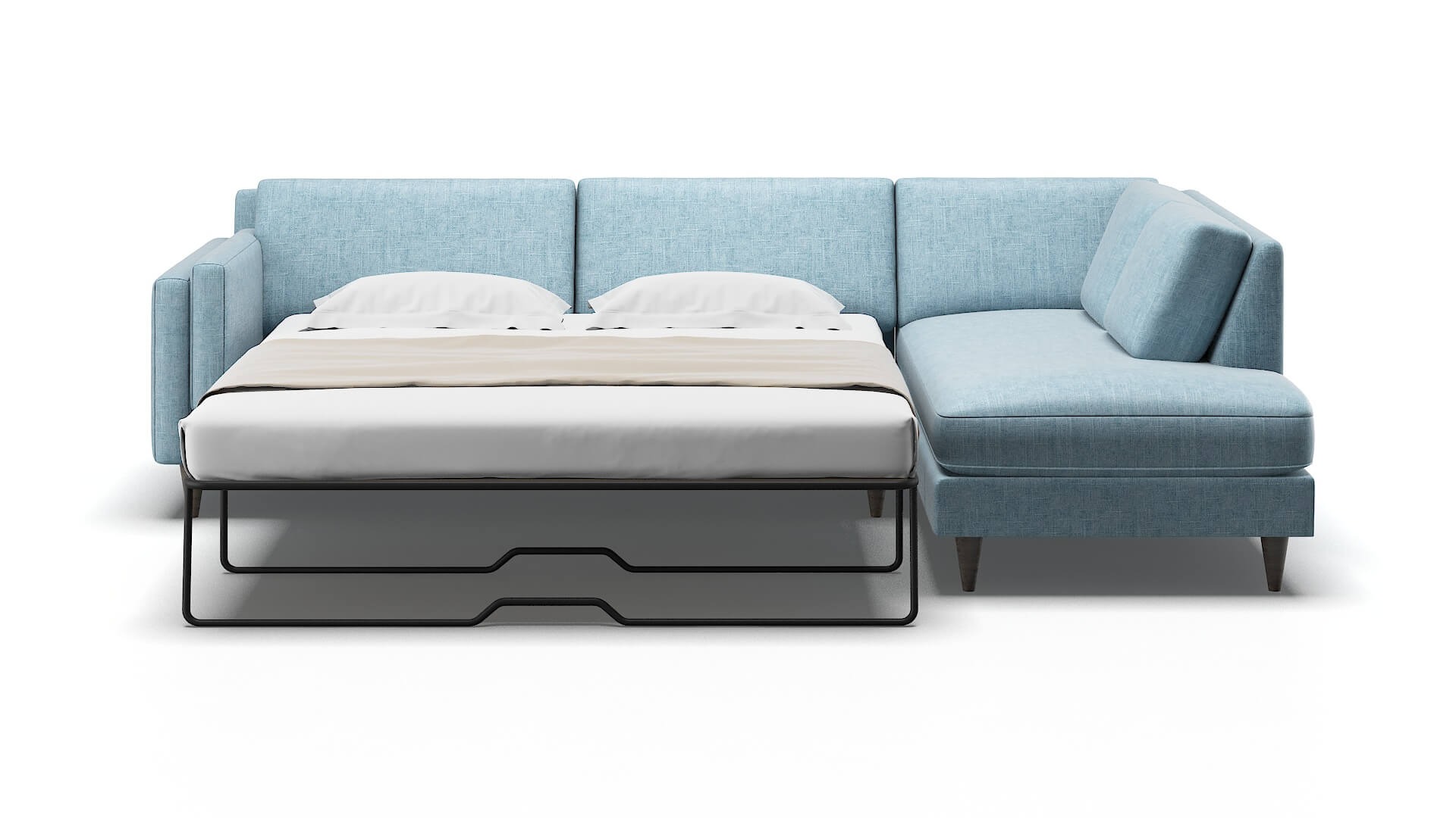 Helsinki Atlas Turquoise Panel Sleeper Espresso legs 1