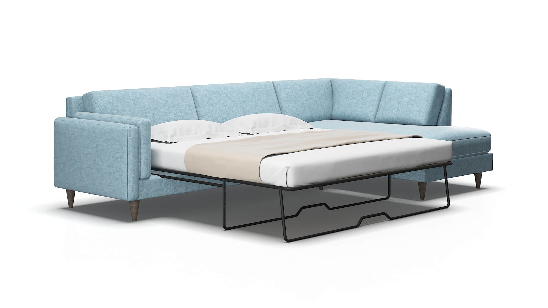 Helsinki Atlas Turquoise Panel Sleeper Espresso legs 2