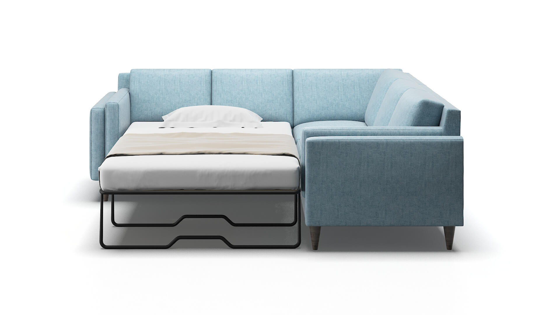 Helsinki Atlas Turquoise Sectional Sleeper Espresso legs 1