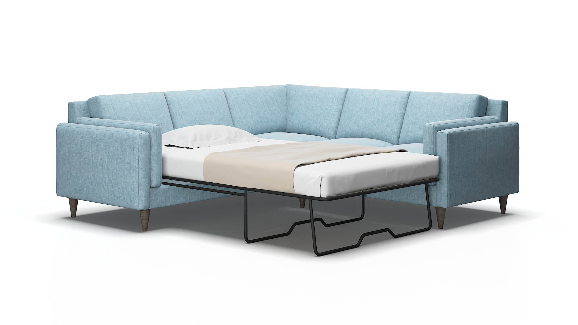 Helsinki Atlas Turquoise Sectional Sleeper Espresso legs 2