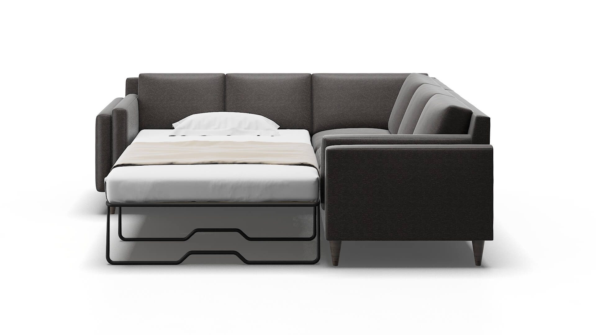 Helsinki Avenger Denim Sectional Sleeper Espresso legs 1