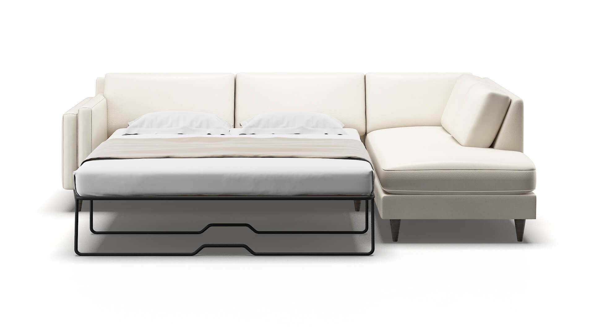 Helsinki Blanche Milky Panel Sleeper Espresso legs 1