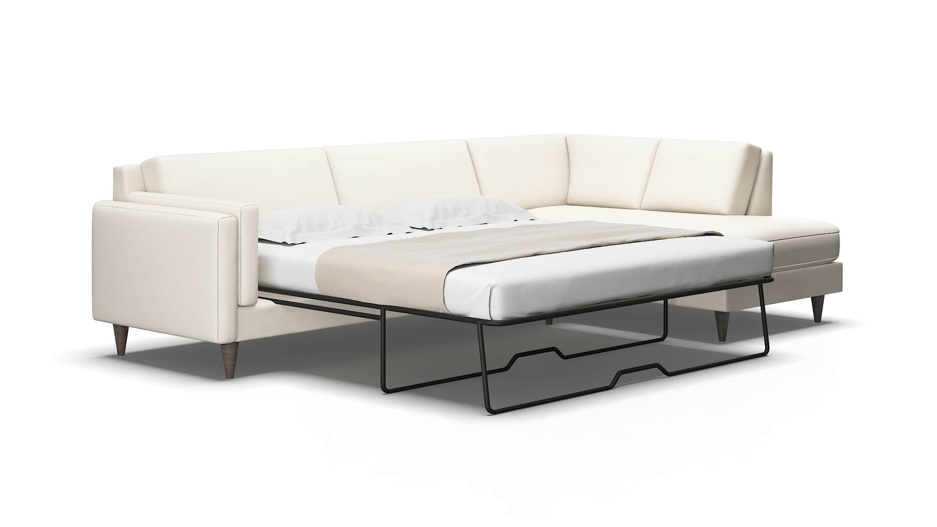 Helsinki Blanche milky Panel sleeper Espresso Legs  2