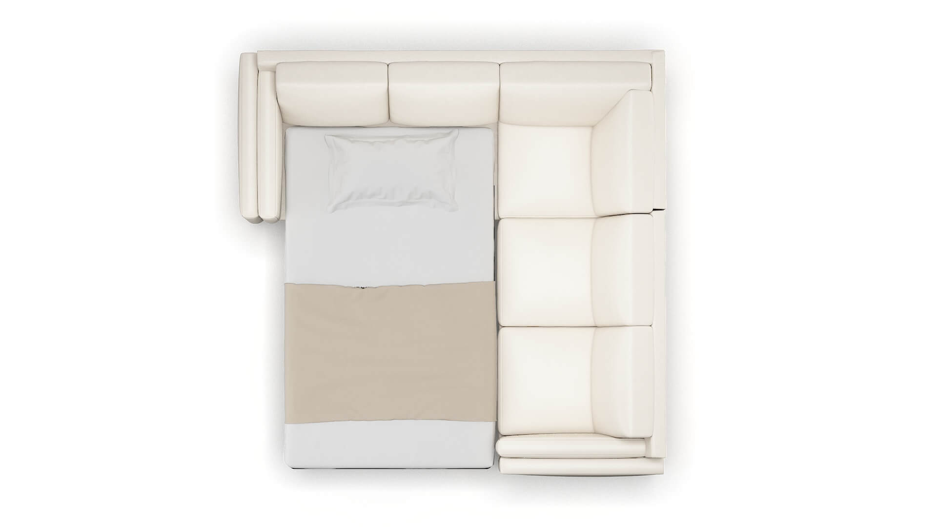 Helsinki Blanche Milky Sectional Sleeper Espresso legs 3