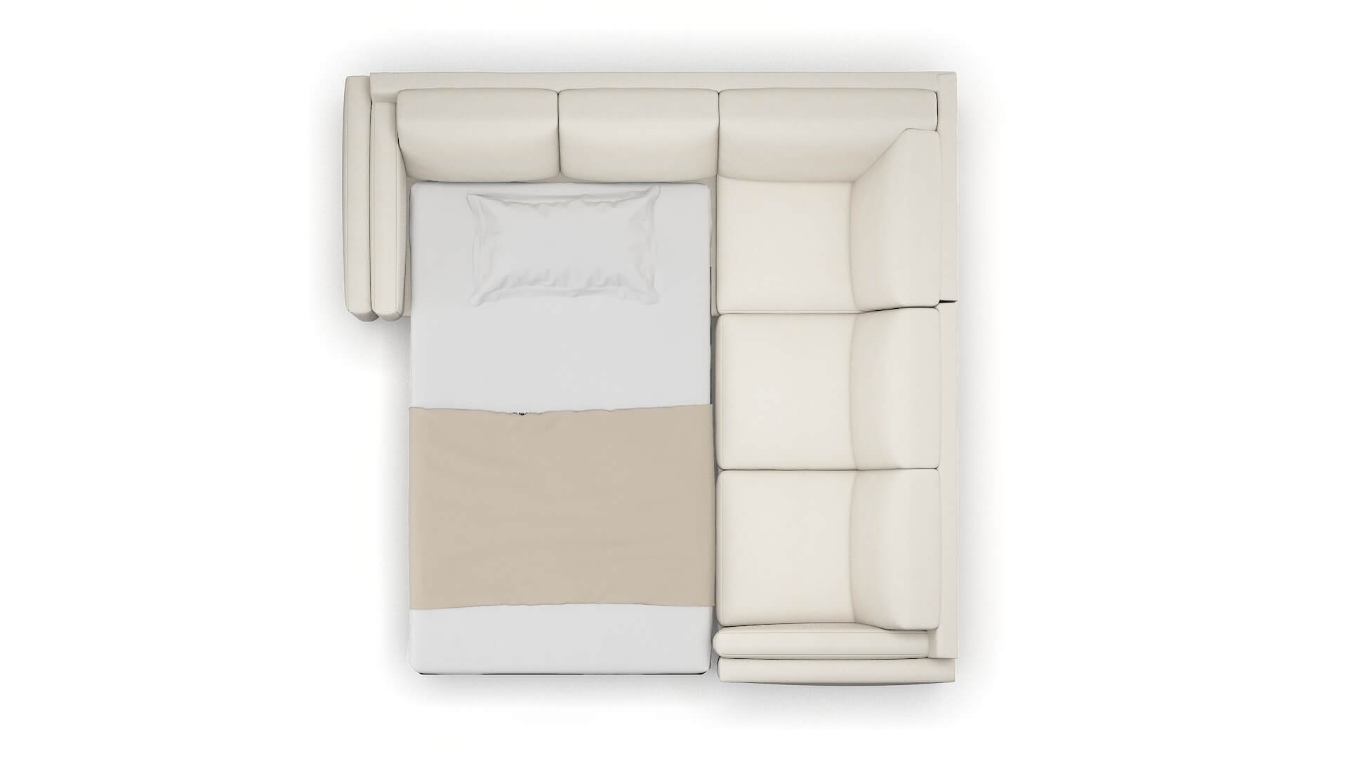 Helsinki Bungalow Ivory Sectional Sleeper Espresso legs 3