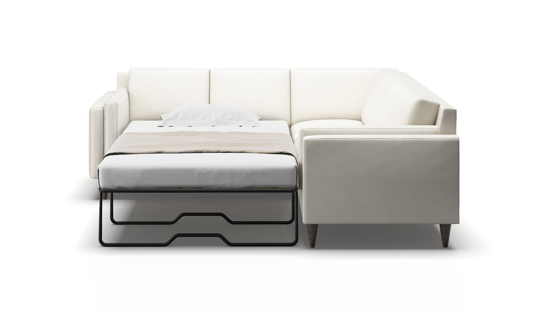 Helsinki Catalina Ivory Sectional Sleeper Espresso legs 1