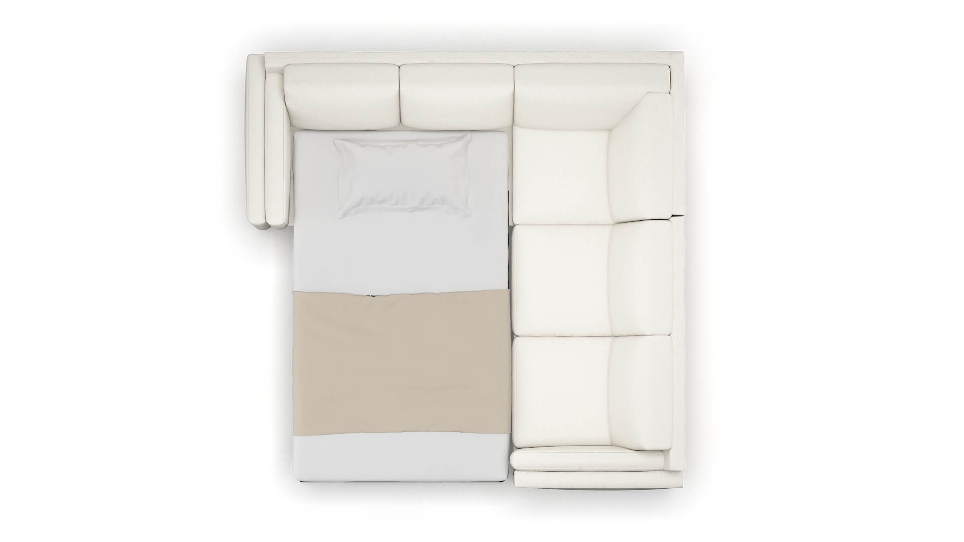 Helsinki Catalina Ivory Sectional Sleeper Espresso legs 3