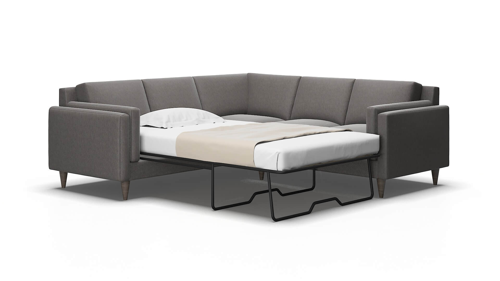 Helsinki Cosmo Charcoal Sectional Sleeper Espresso legs 2