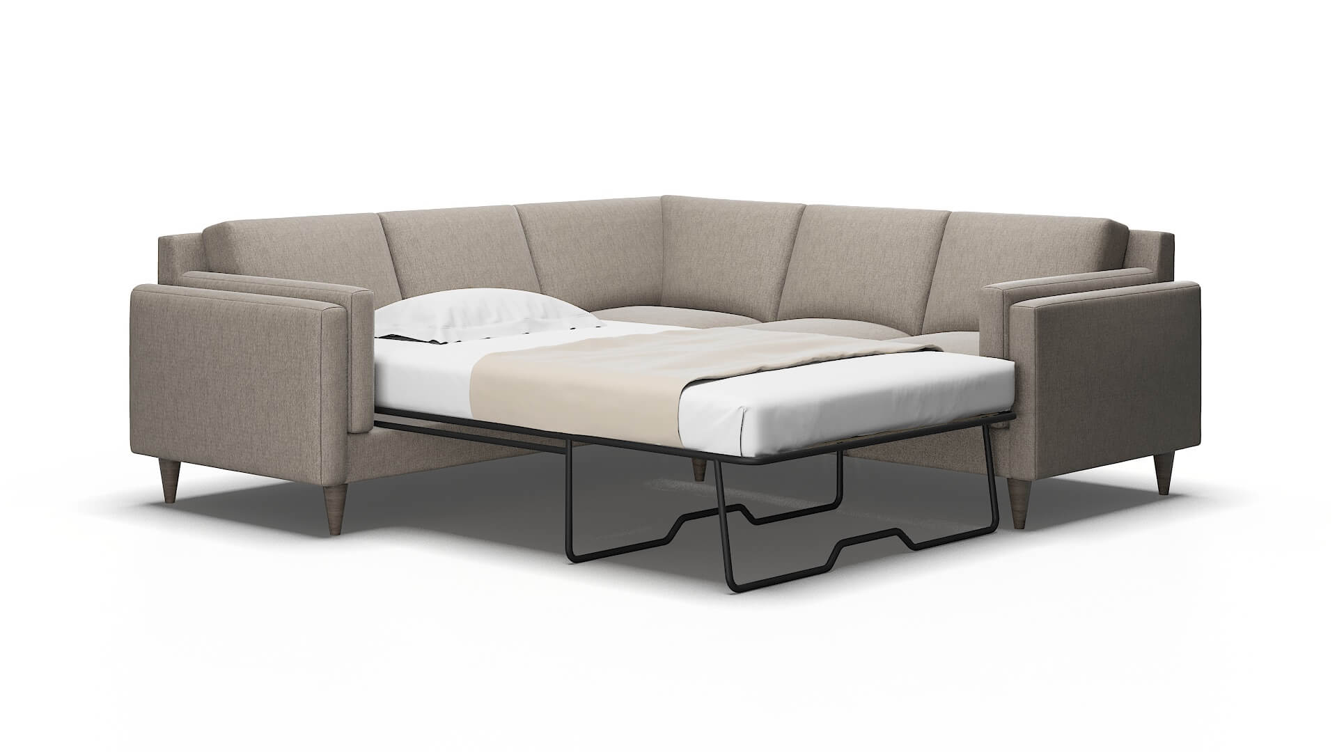 Helsinki Cosmo Taupe Sectional Sleeper Espresso legs 2