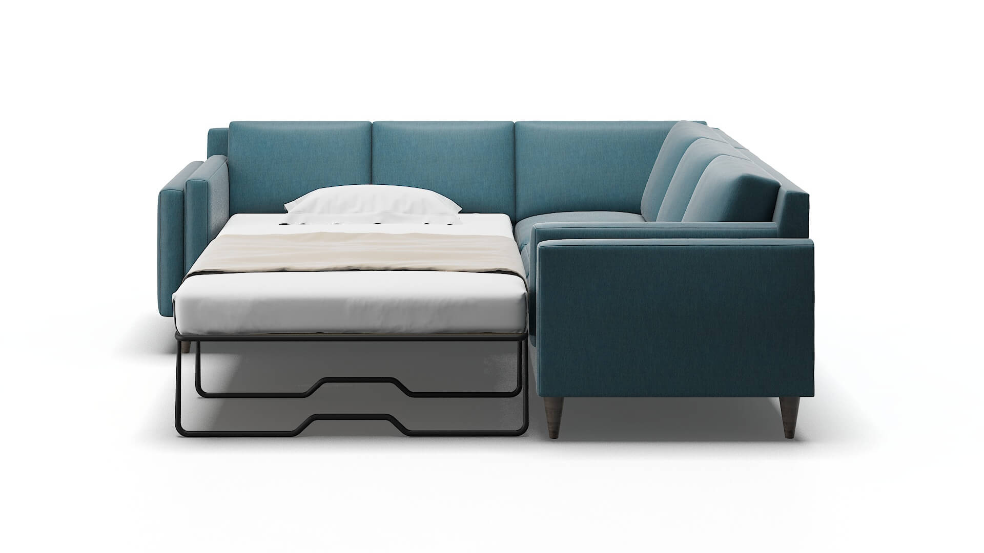 Helsinki Cosmo Teal Sectional Sleeper Espresso legs 1