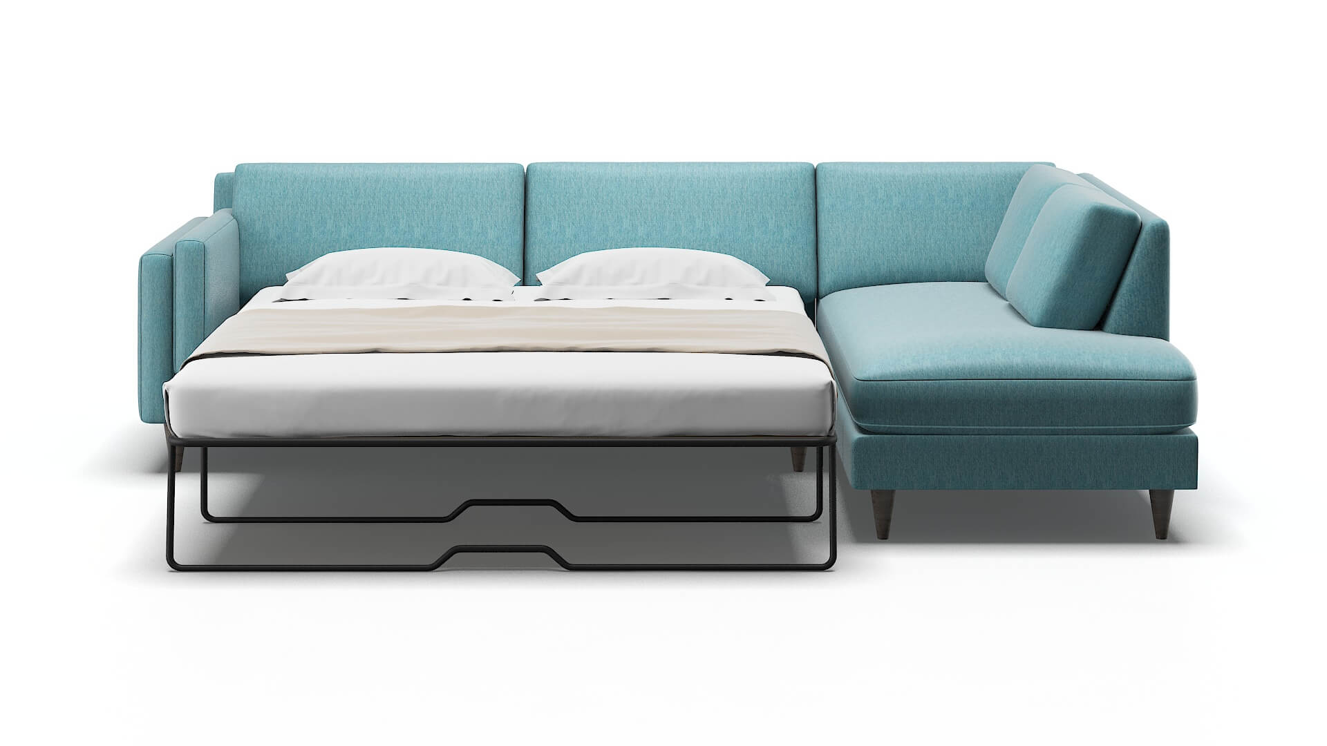 Helsinki Cosmo Turquoise Panel Sleeper Espresso legs 1