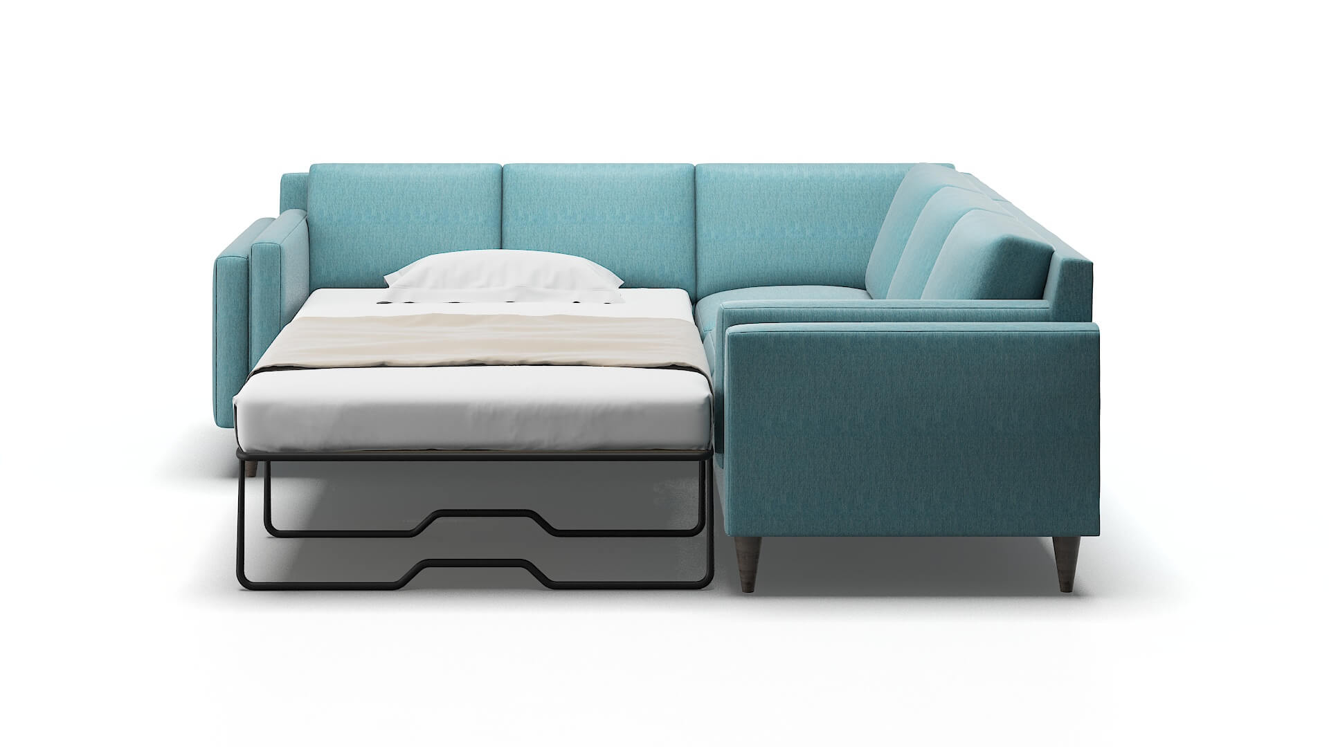 Helsinki Cosmo Turquoise Sectional Sleeper Espresso legs 1