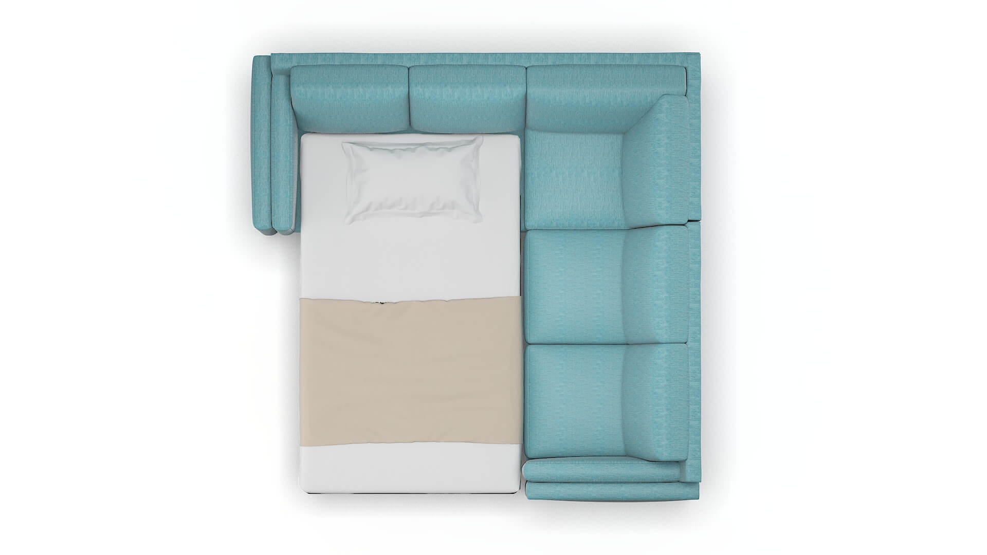 Helsinki Cosmo Turquoise Sectional Sleeper Espresso legs 3