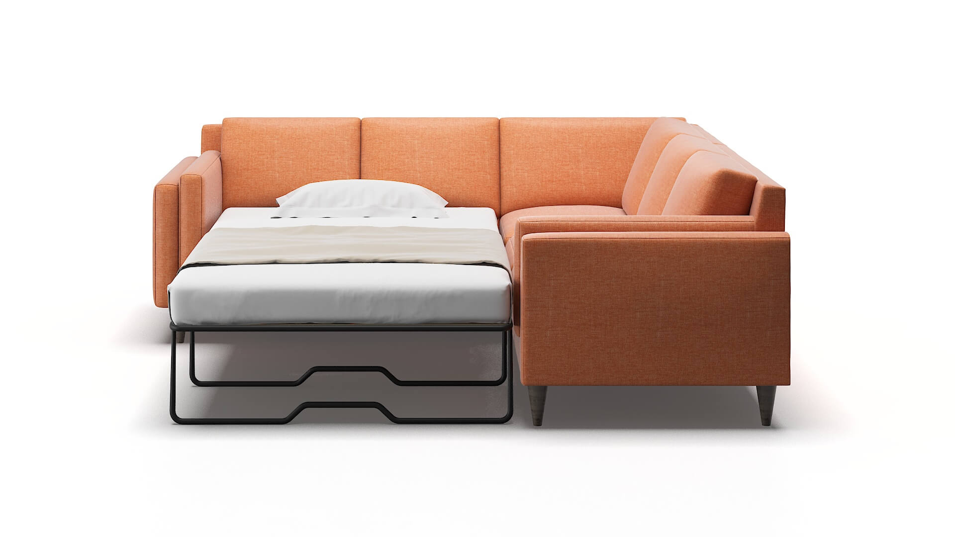 Helsinki Durham Tangerine Sectional Sleeper Espresso legs 1