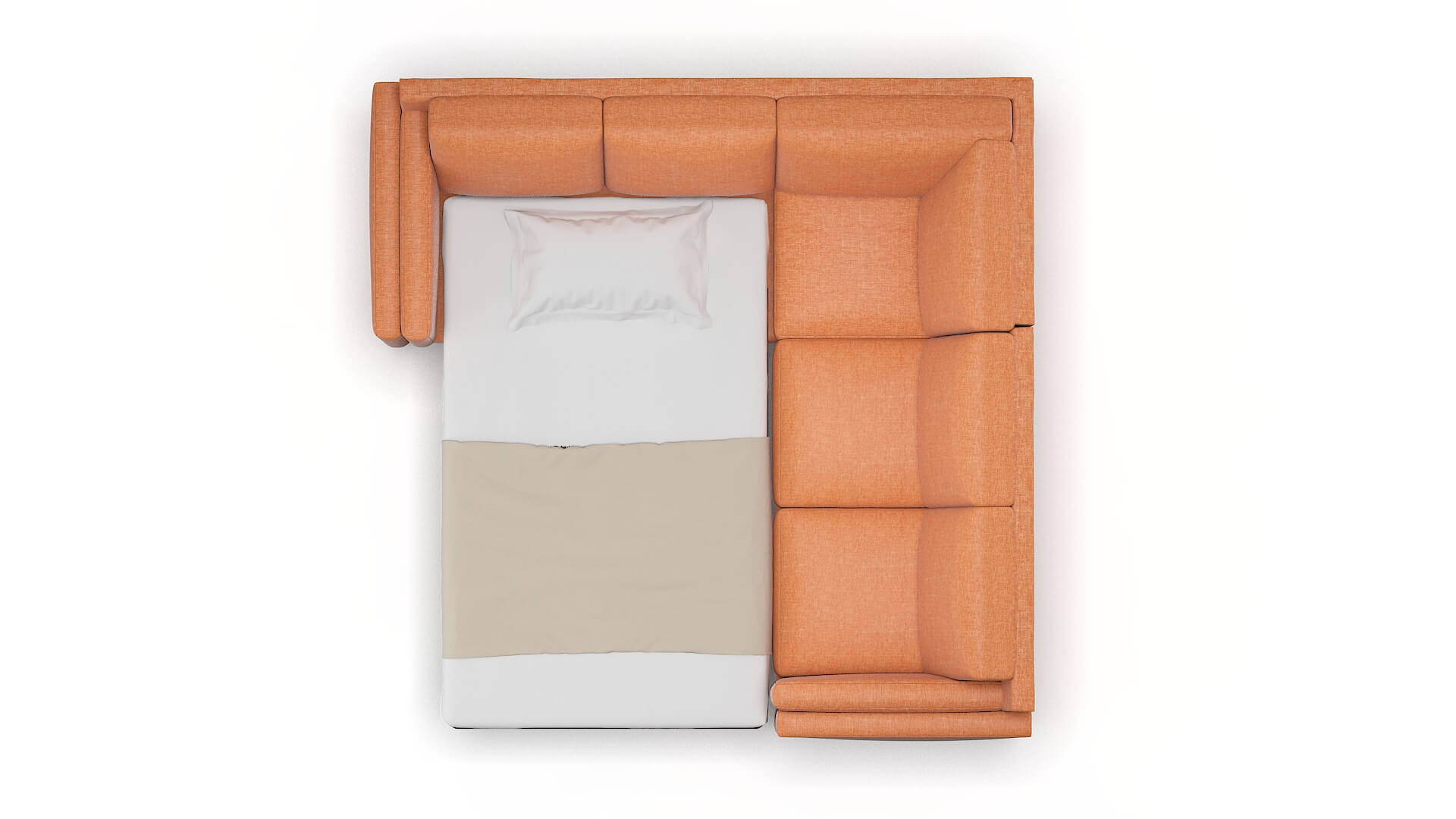Helsinki Durham Tangerine Sectional Sleeper Espresso legs 3