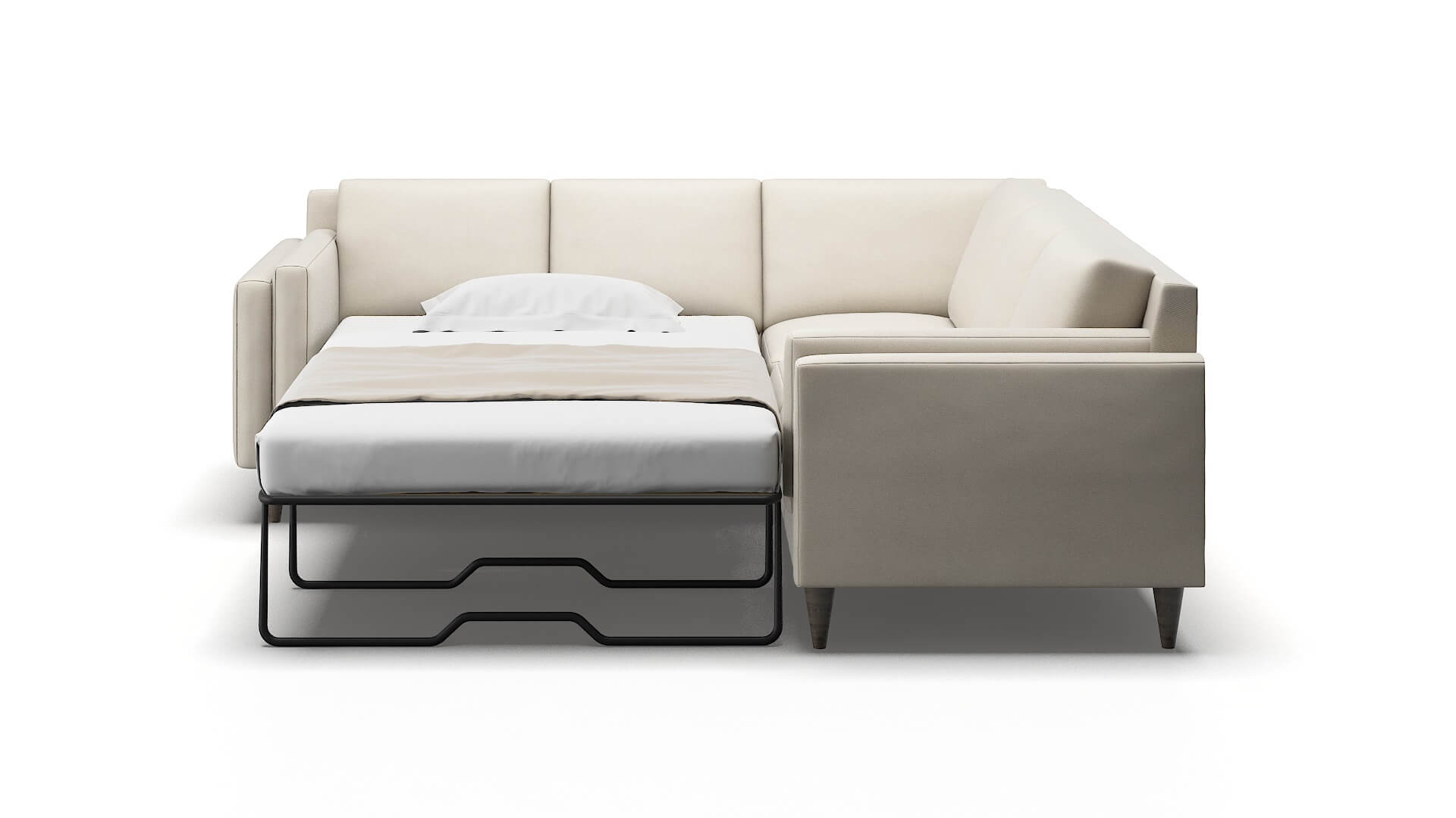 Helsinki Malibu Linen Sectional Sleeper Espresso legs 1