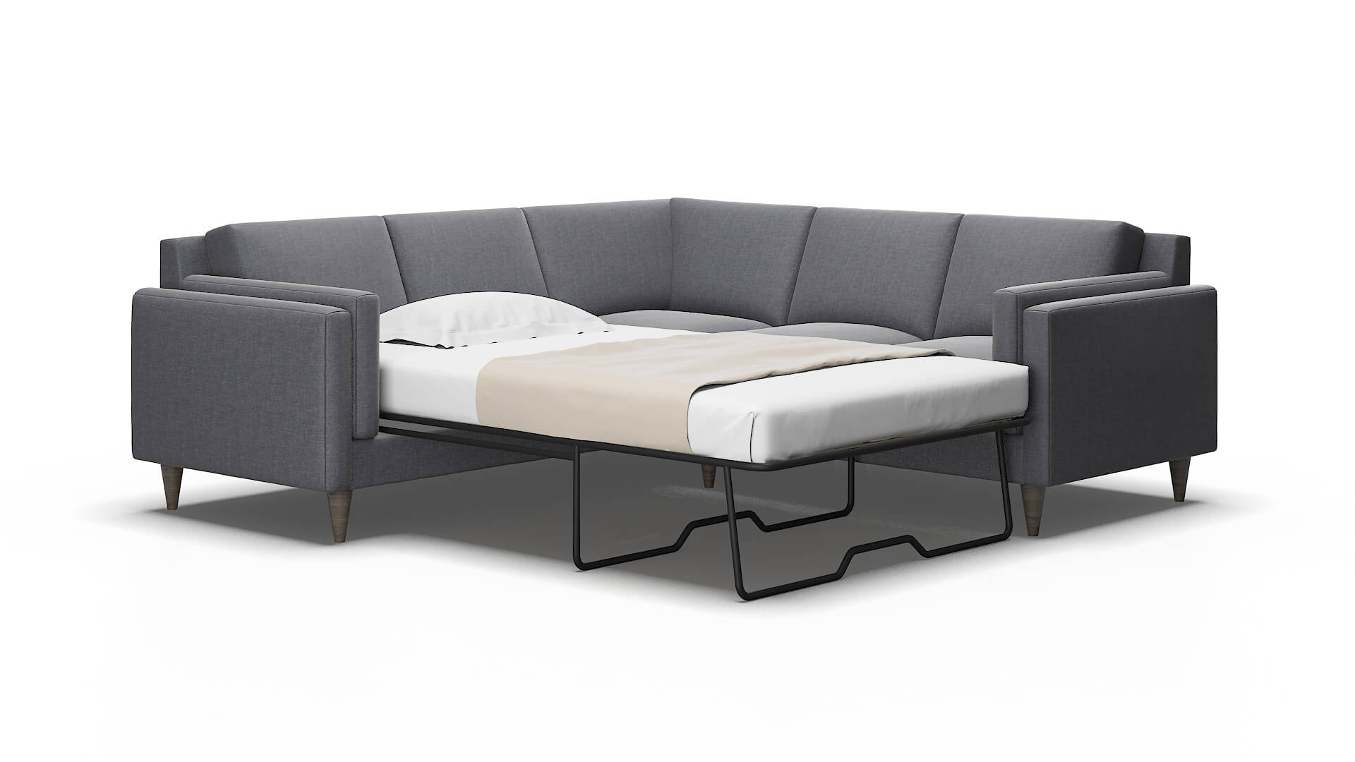 Helsinki Notion Graphite Sectional Sleeper Espresso legs 2
