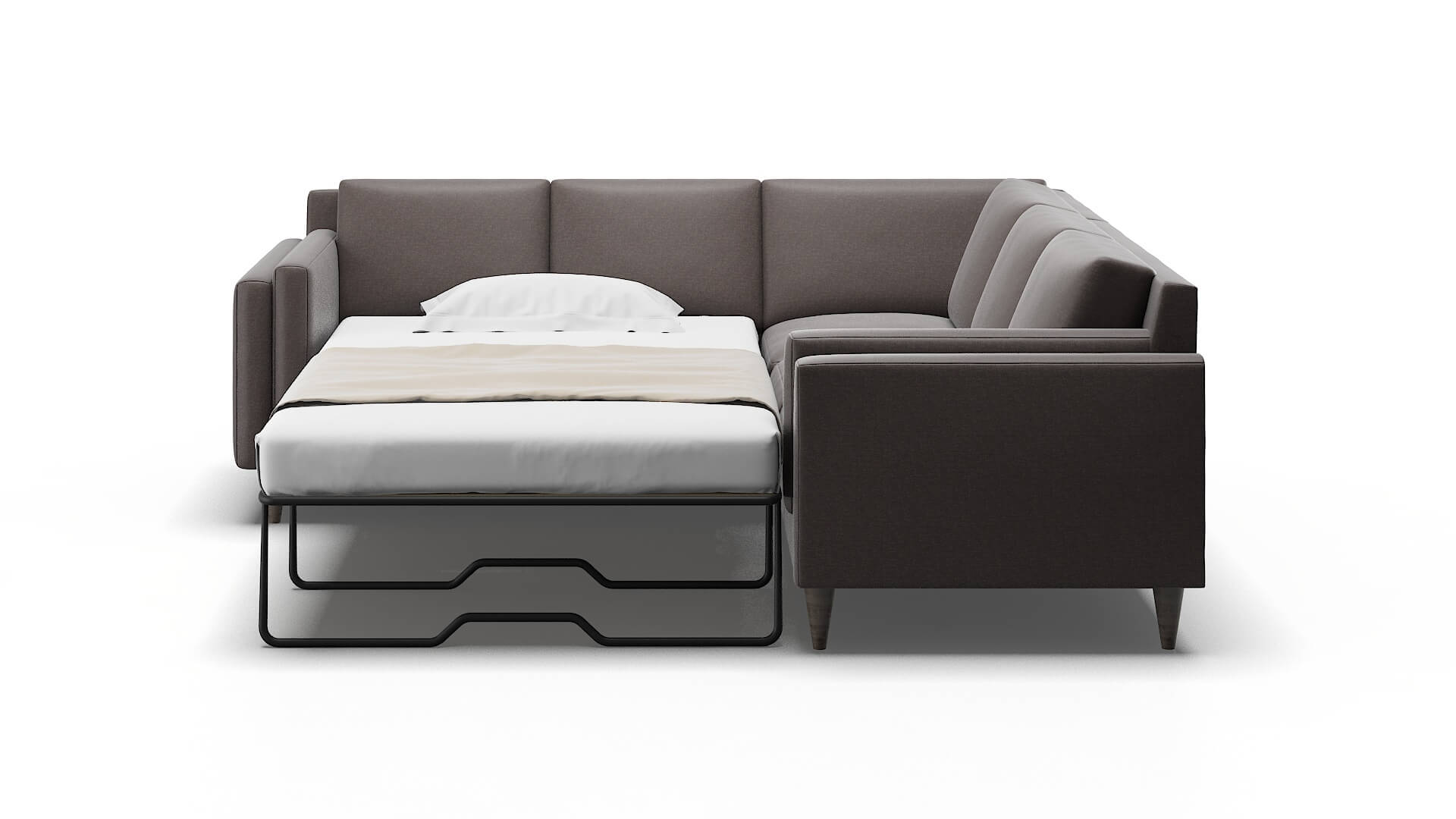 Helsinki Oscar Chocolate Sectional Sleeper Espresso legs 1