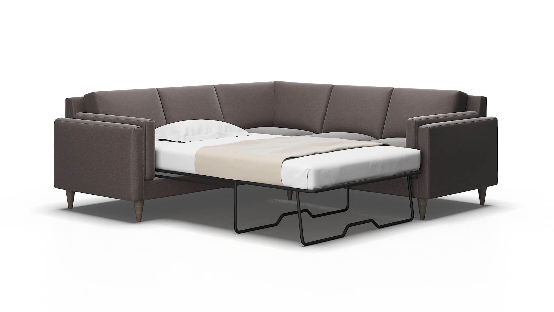 Helsinki Oscar Chocolate Sectional Sleeper Espresso legs 2